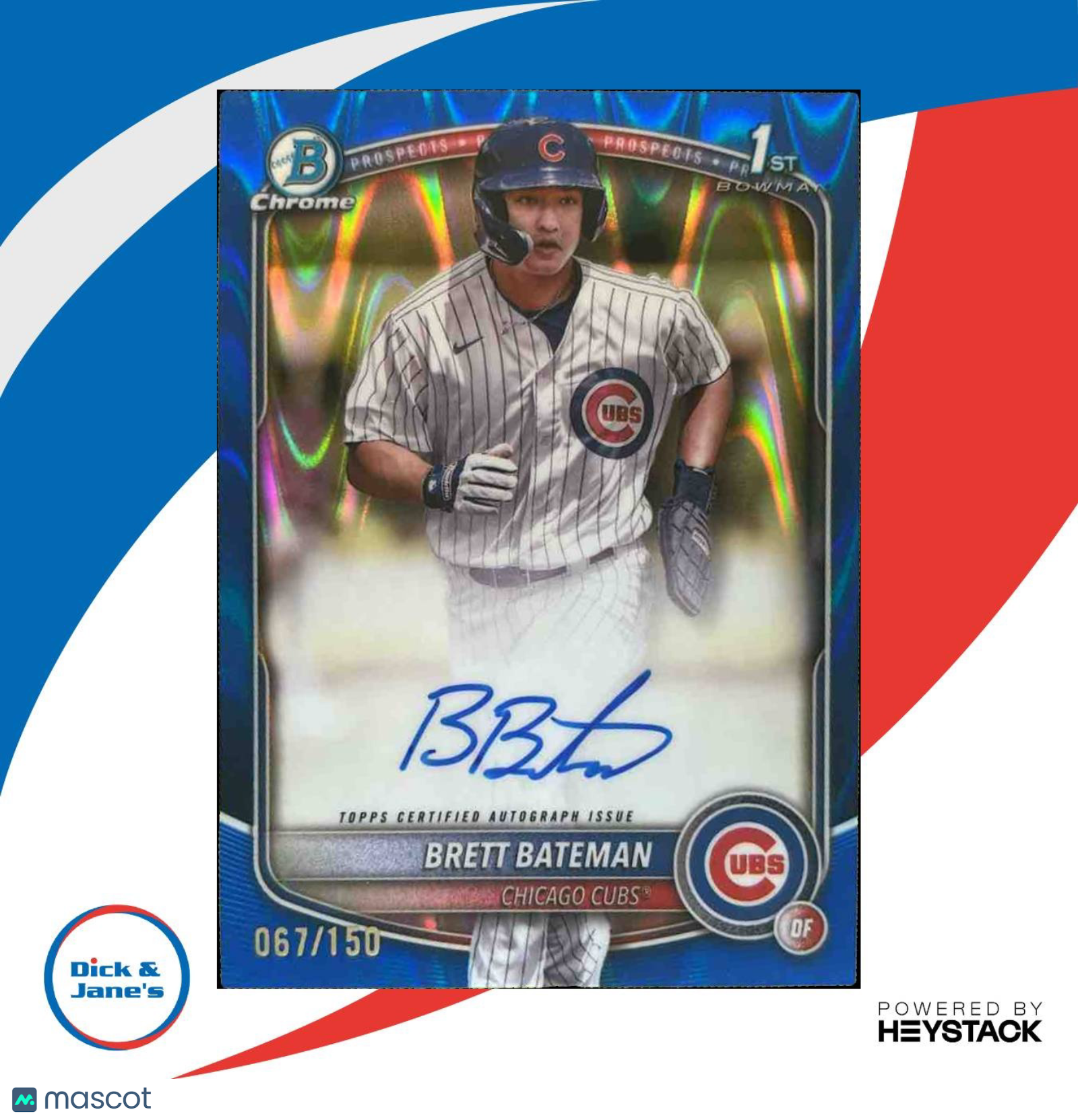 2025 Bowman Chrome Brett Bateman Auto Blue RayWave /150 1st Prospect Cubs - Sports Cards