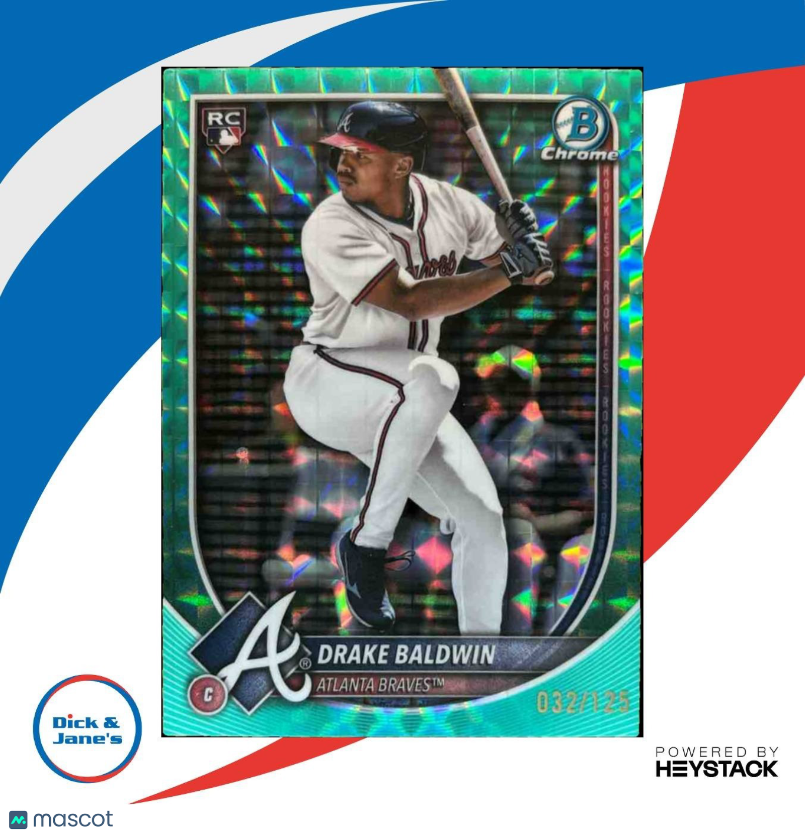 2025 Bowman Chrome Drake Baldwin Aqua Geometric /125 #75 RC Atlanta Braves - Sports Cards