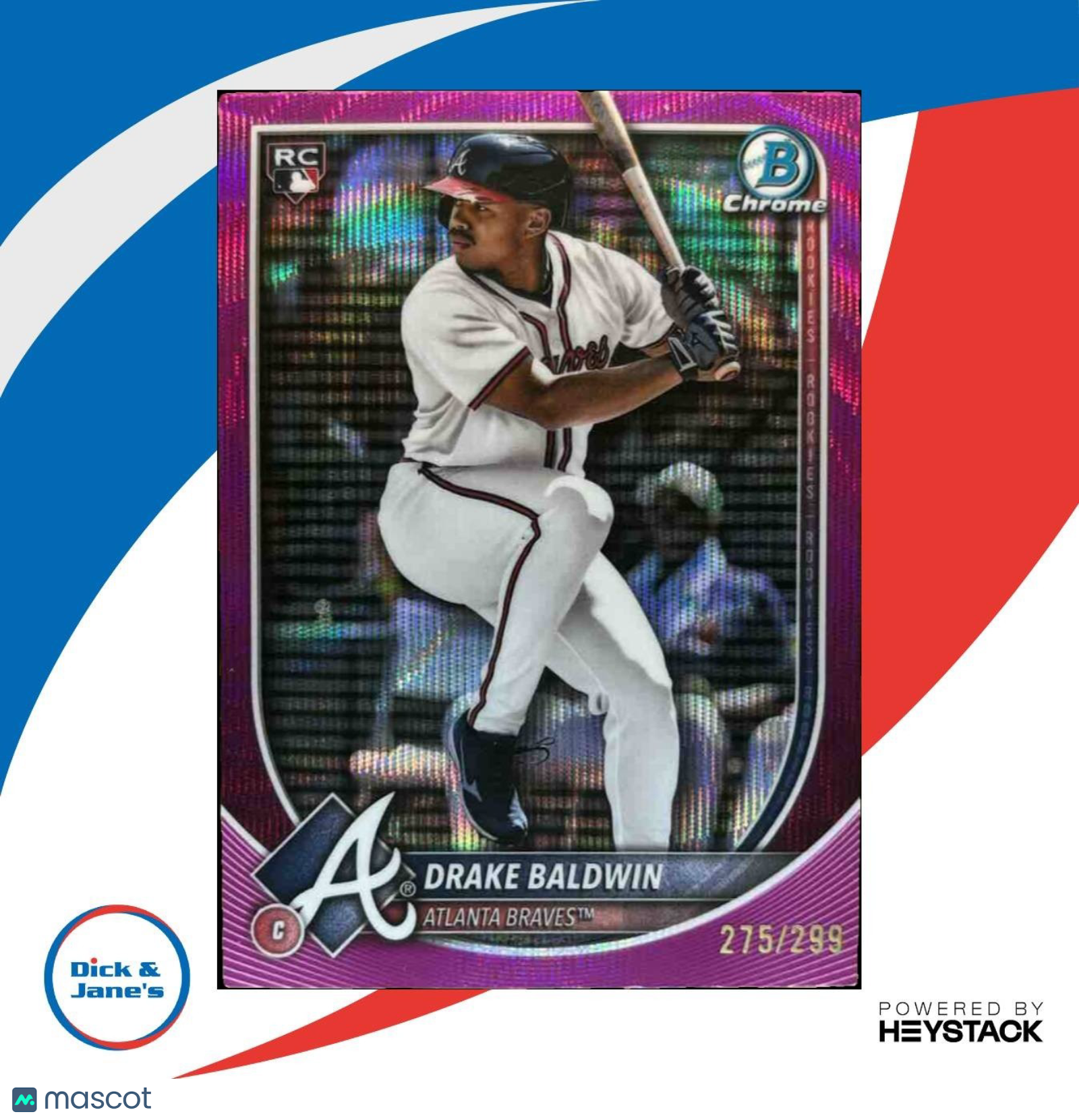 2025 Bowman Chrome Drake Baldwin Fuchsia Wave /299 #75 RC Atlanta Braves - Sports Cards