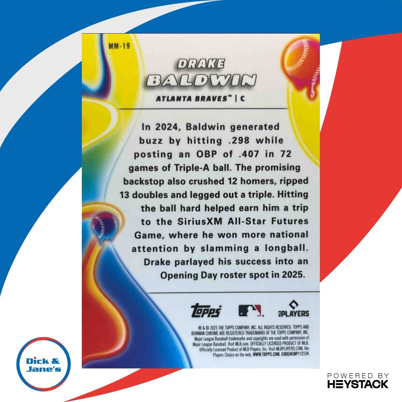 2025 Bowman Chrome Drake Baldwin Melt Mashers #MM-19 RC Atlanta Braves - Sports Cards