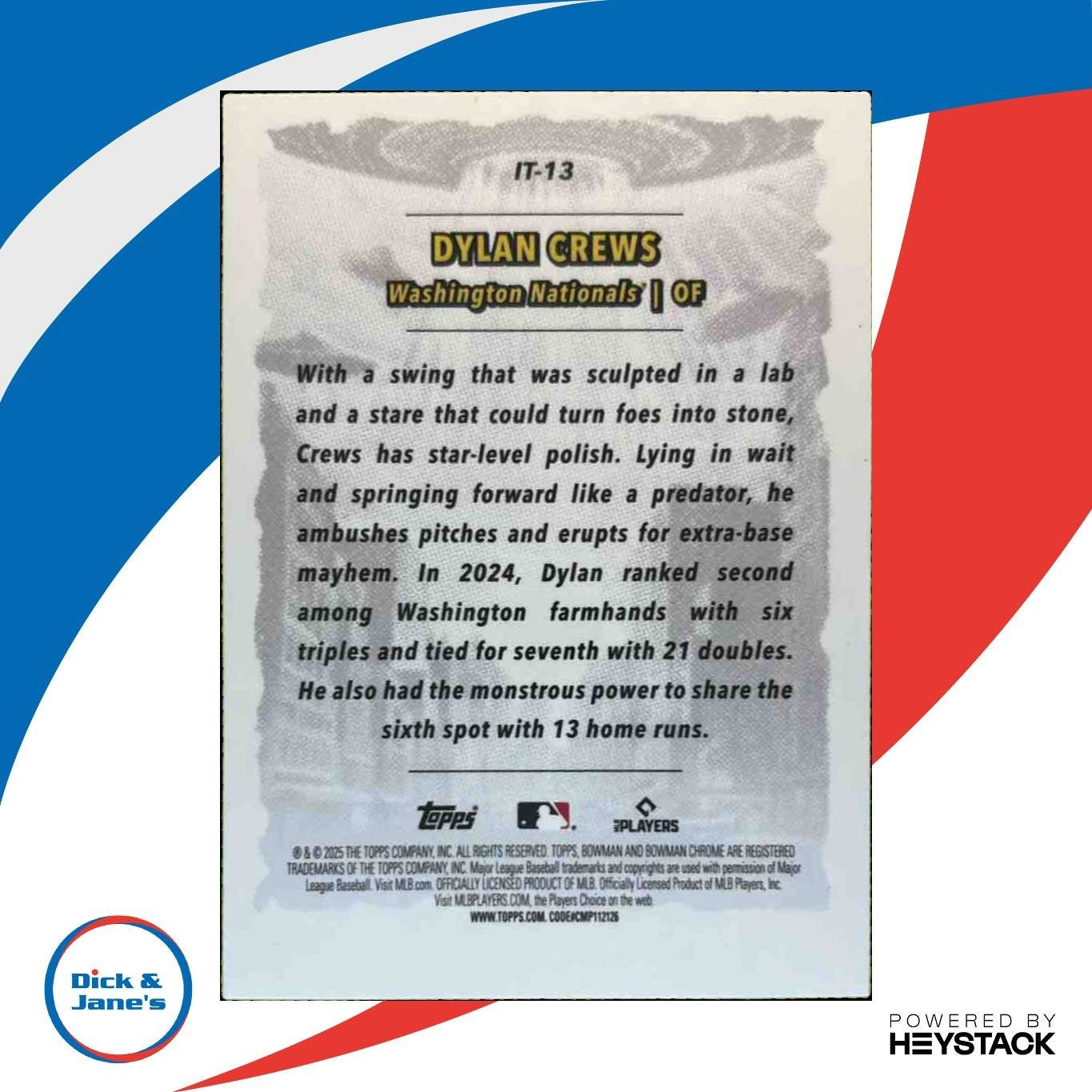 2025 Bowman Chrome Dylan Crews It Came to the League RC Washington Nationals - Sports Cards