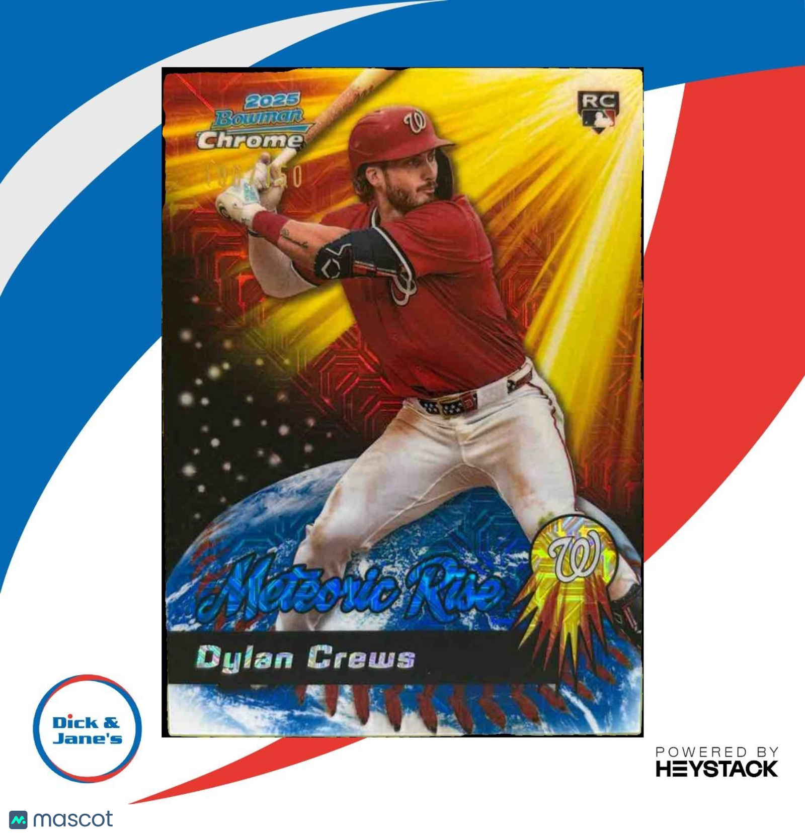 2025 Bowman Chrome Dylan Crews Meteoric Rise /150 RC Washington Nationals - Sports Cards