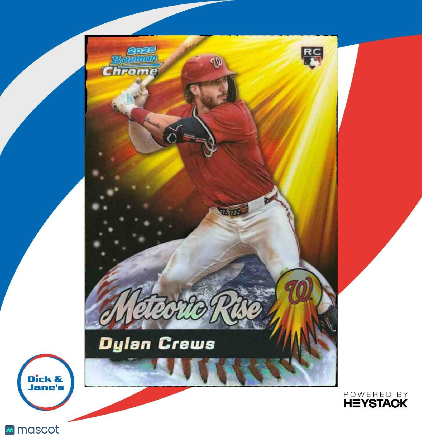 2025 Bowman Chrome Dylan Crews Meteoric Rise #MR-10 RC Washington Nationals - Sports Cards