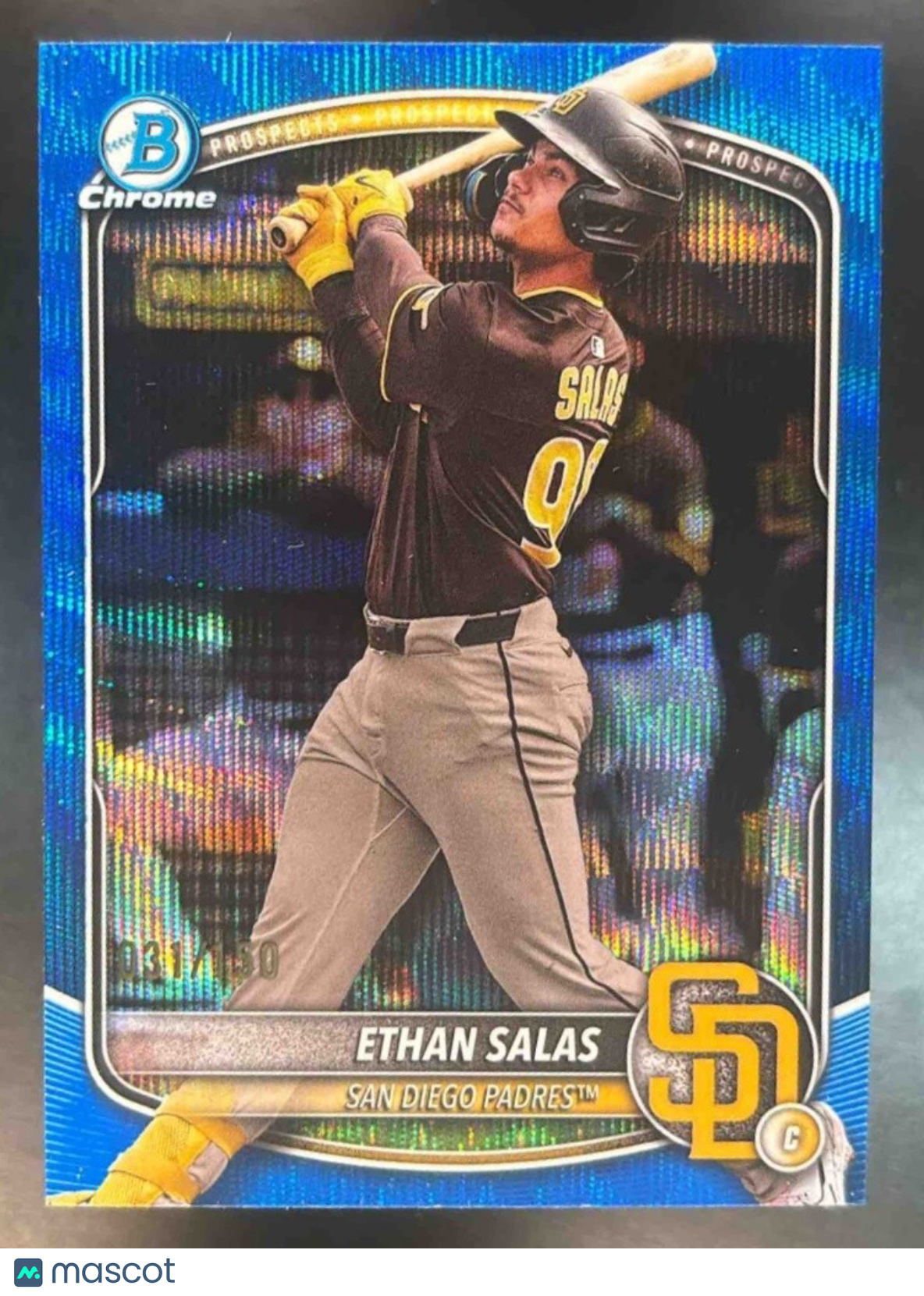 2025 Bowman Chrome Ethan Salas Prospect Blue Wave /150 #BCP-169 San Diego Padres - Sports Cards
