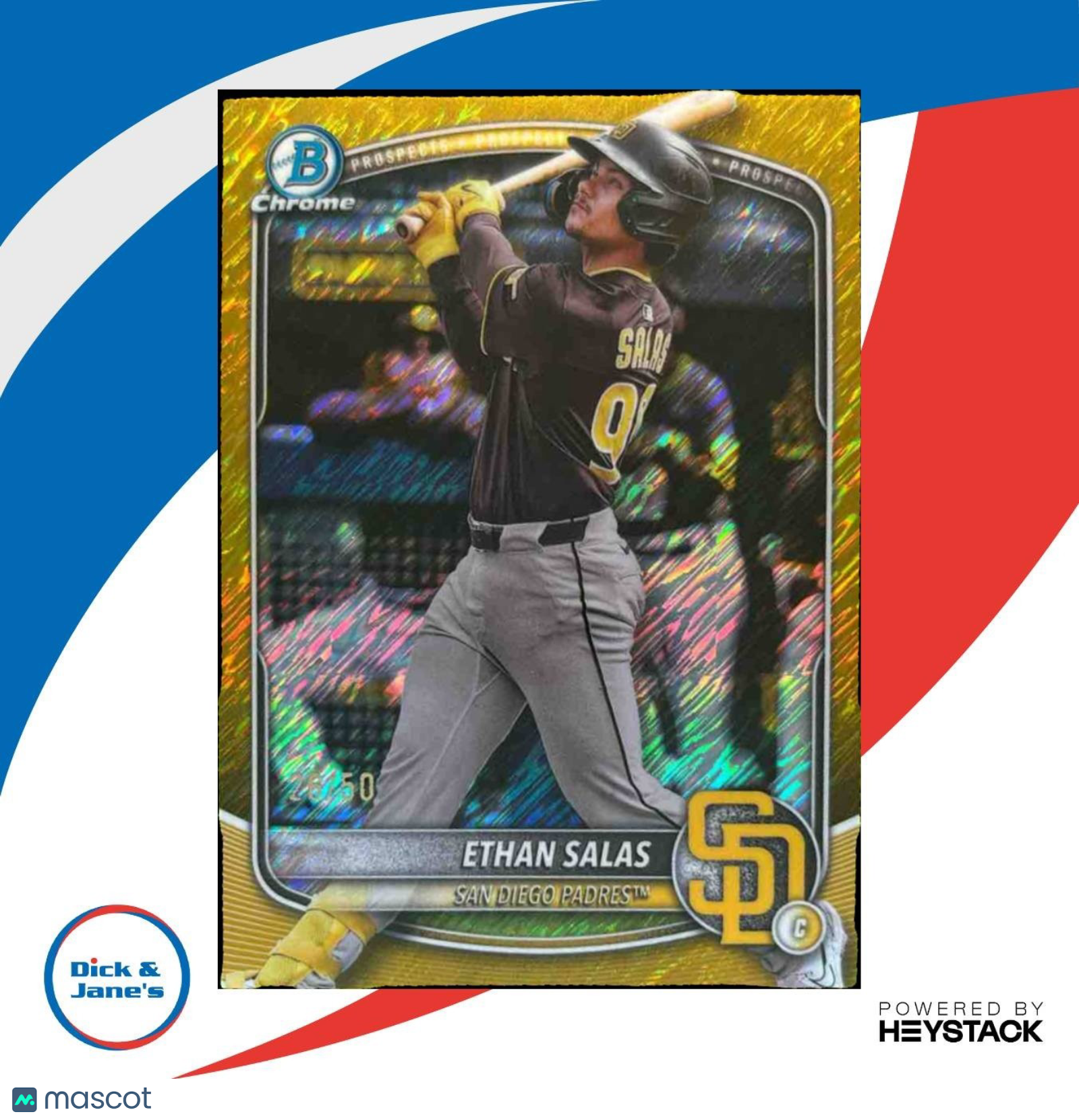 2025 Bowman Chrome Ethan Salas Prospects Gold Shimmer /50 San Diego Padres - Sports Cards