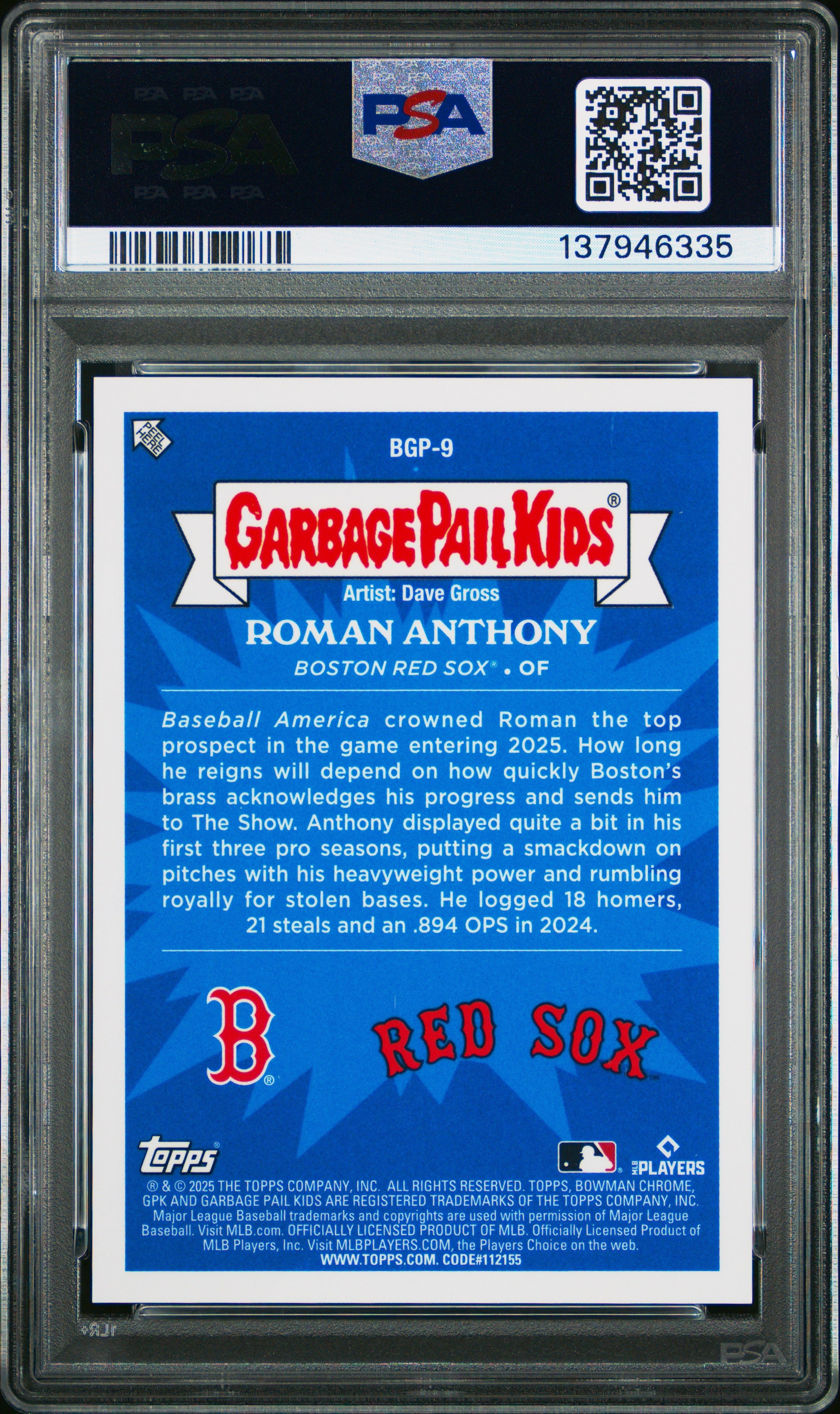 2025 Bowman Chrome GPK Roman Empire CASE HIT SSP #BGP-9 PSA 10 GEM MINT Red Sox - Graded Sports Cards