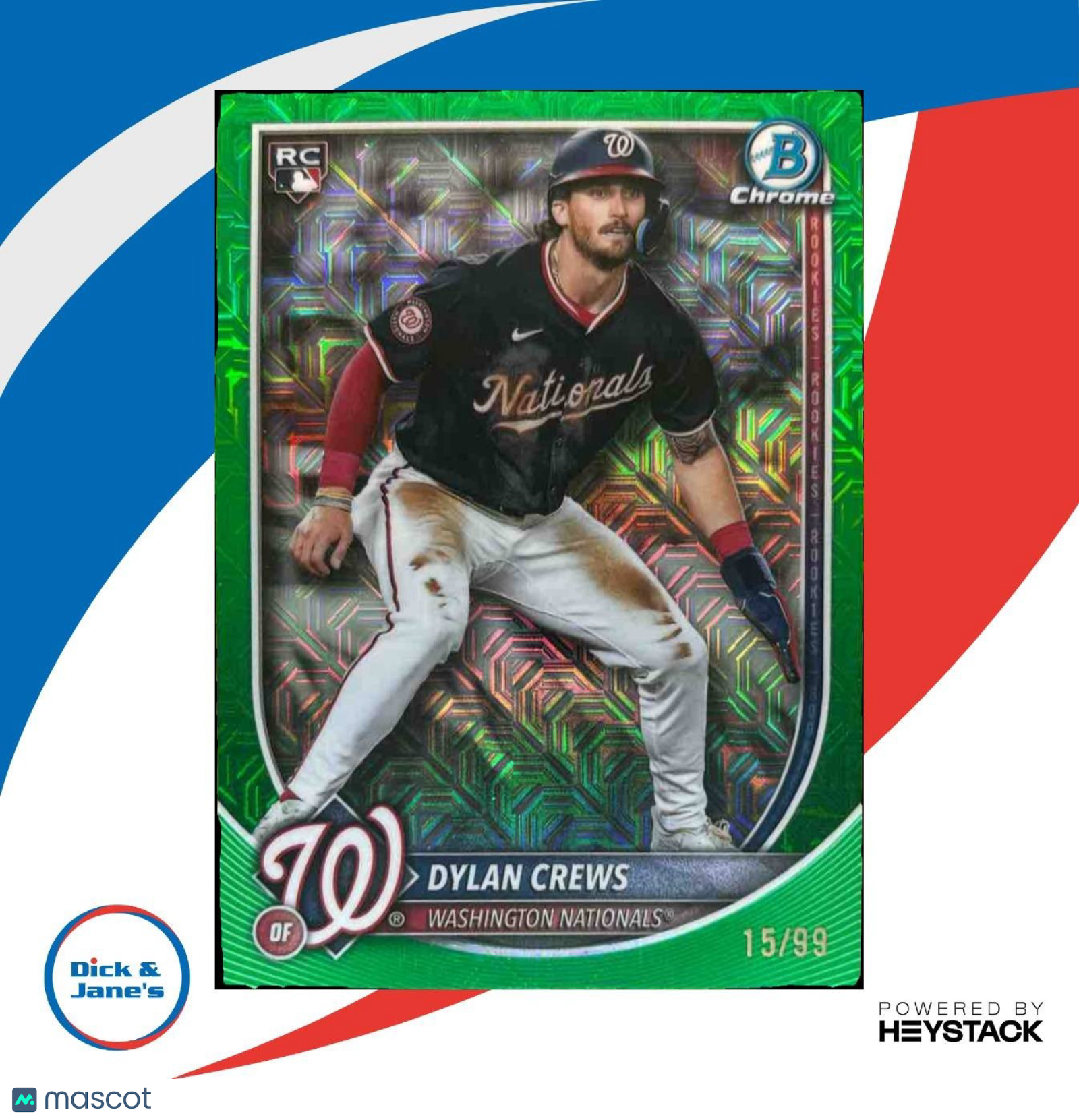 2025 Bowman Chrome Mega Box Dylan Crews Green Mojo /99 #3 RC Nationals - Sports Cards