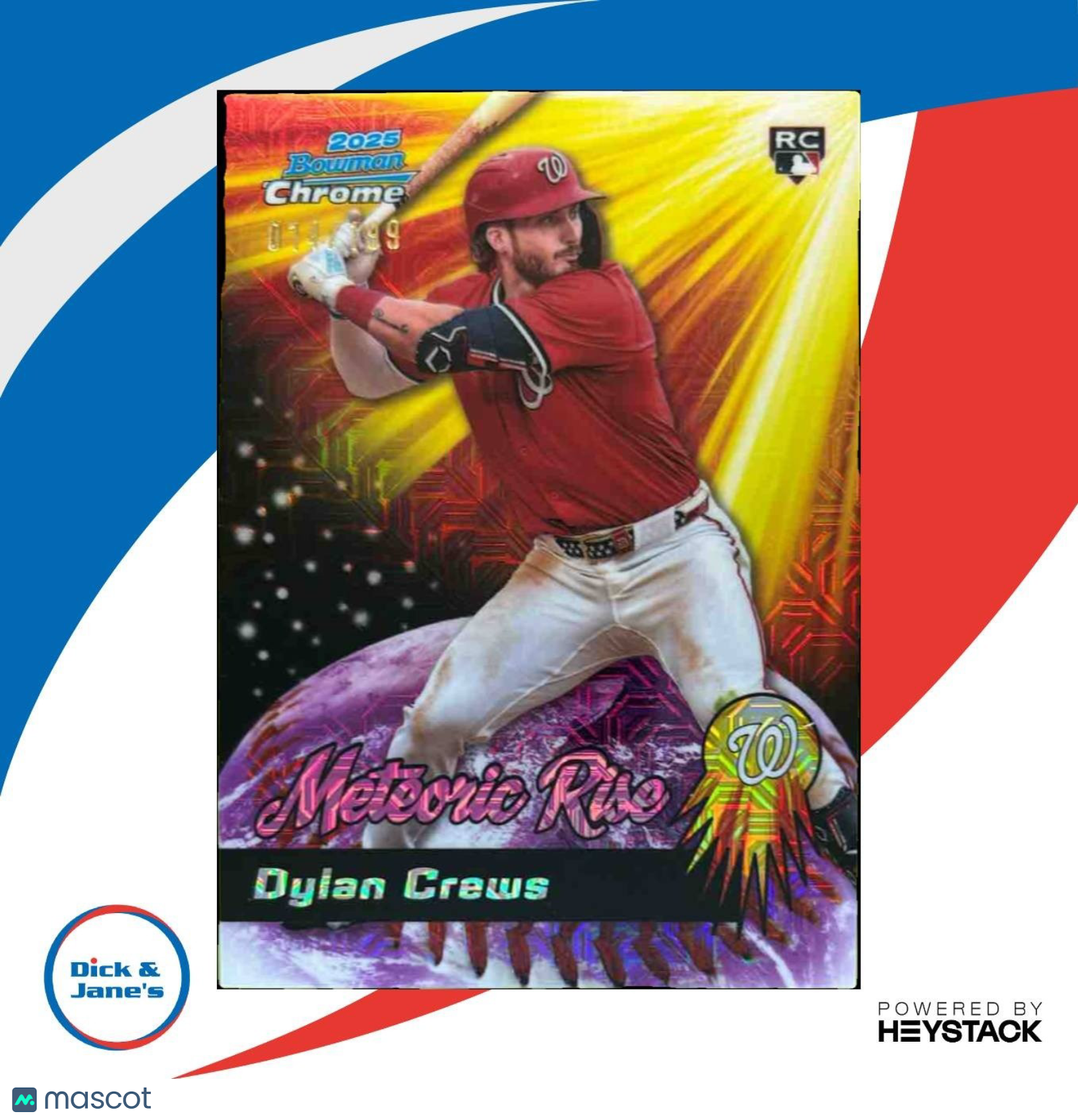 2025 Bowman Chrome Mega Box Dylan Crews Meteoric Rise Pink /199 RC Nationals - Sports Cards