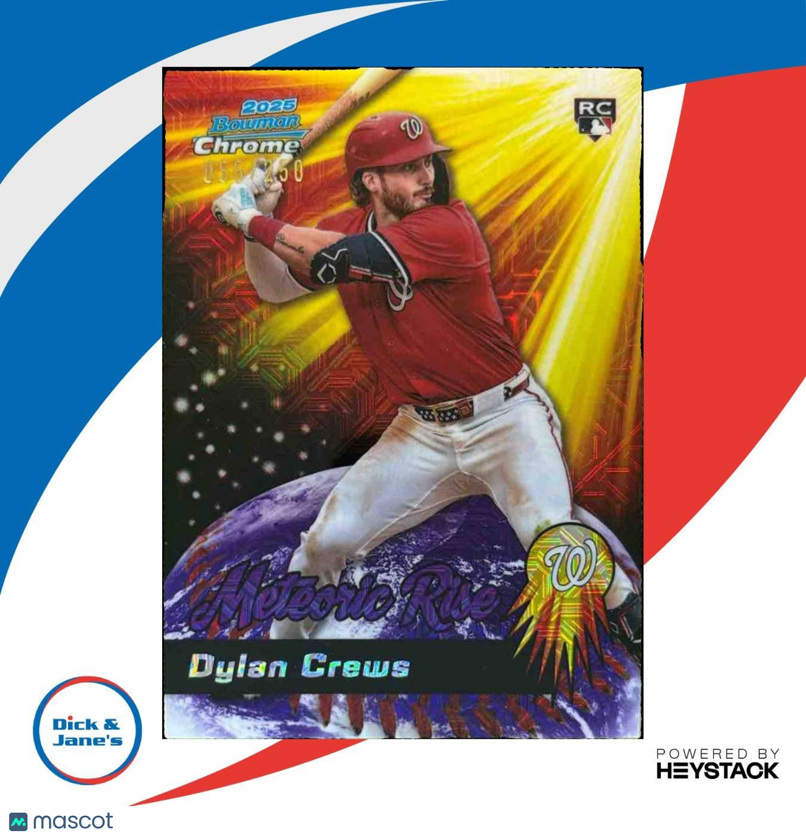 2025 Bowman Chrome Mega Box Dylan Crews Meteoric Rise Purple /250 RC Nationals - Sports Cards