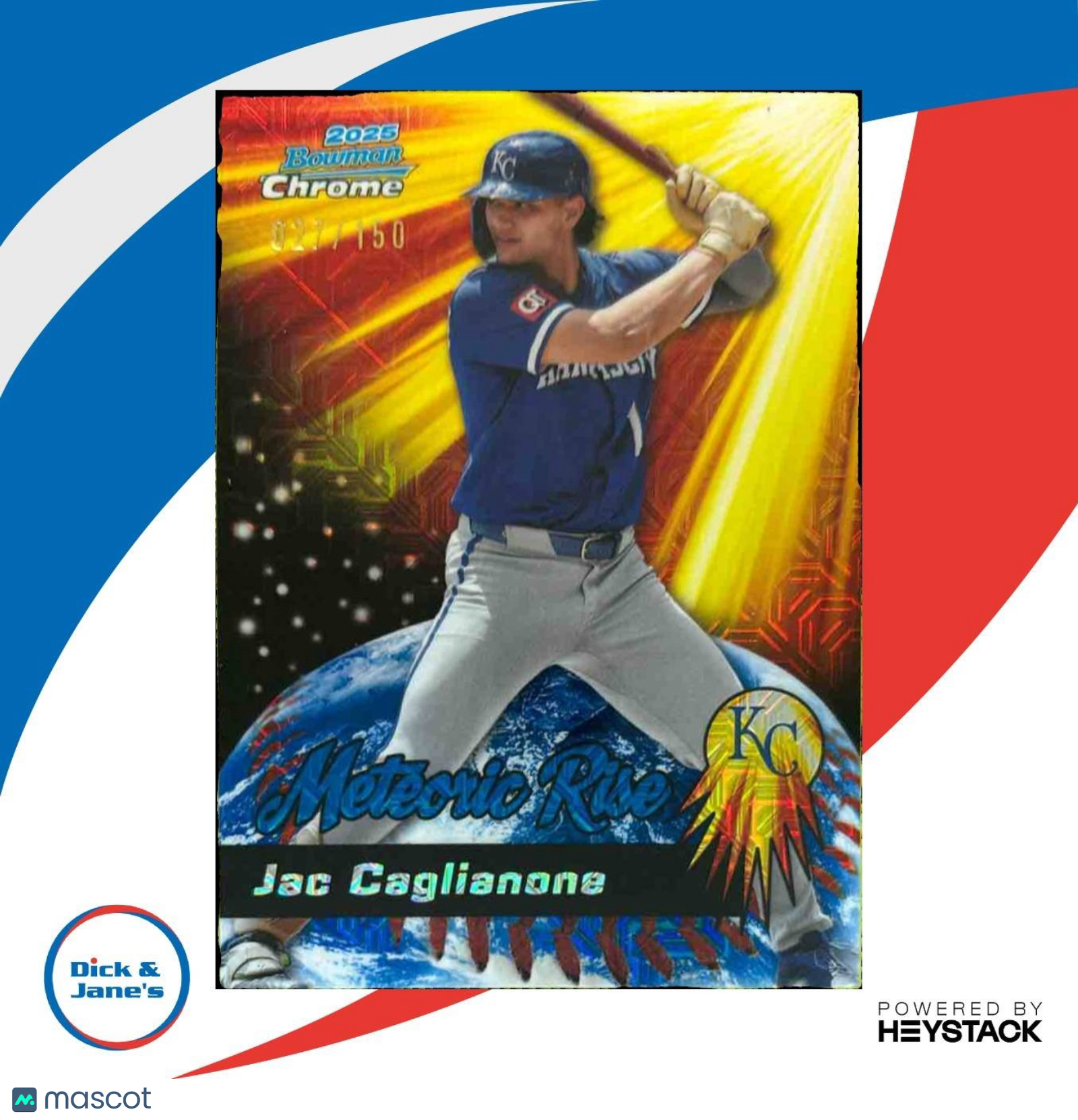 2025 Bowman Chrome Mega Box Jac Caglianone Meteoric Rise Blue /150 Royals - Sports Cards