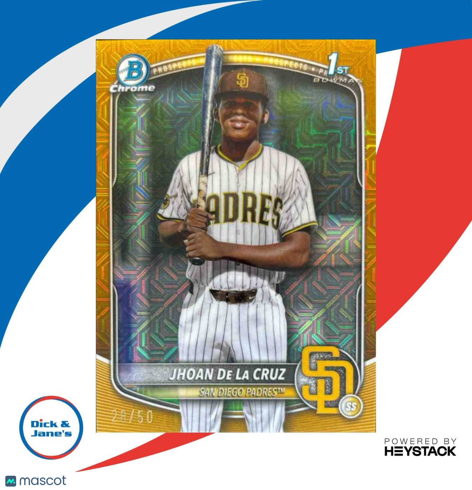 2025 Bowman Chrome Mega Box Jhoan De La Cruz Gold Mojo /50 BCP-223 Padres - Sports Cards
