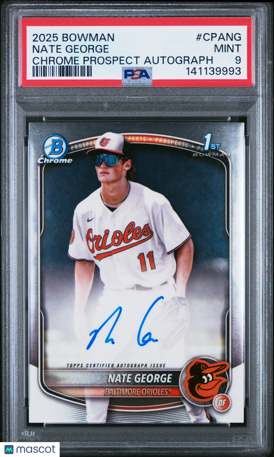 2025 Bowman Chrome Prospect Autographs Nate George Rookie #CPANG PSA 9 MINT - Graded Sports Cards