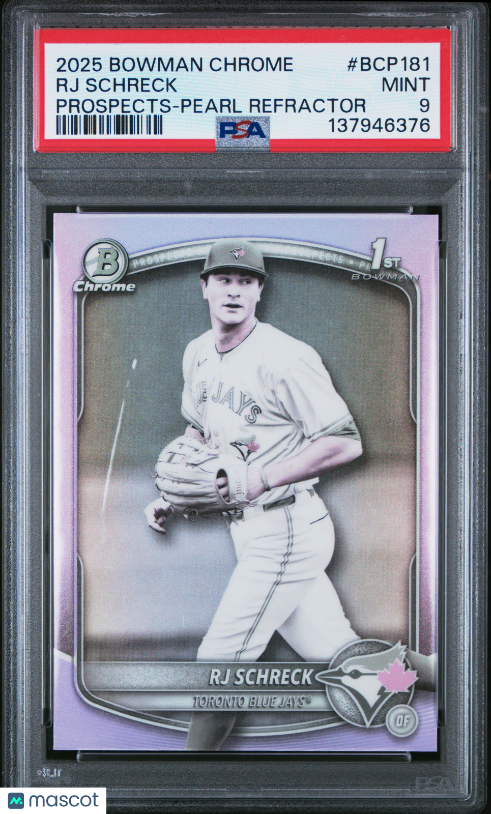 2025 Bowman Chrome Prospects RJ Schreck Pearl Refractor Rookie PSA 9 MINT - Graded Sports Cards