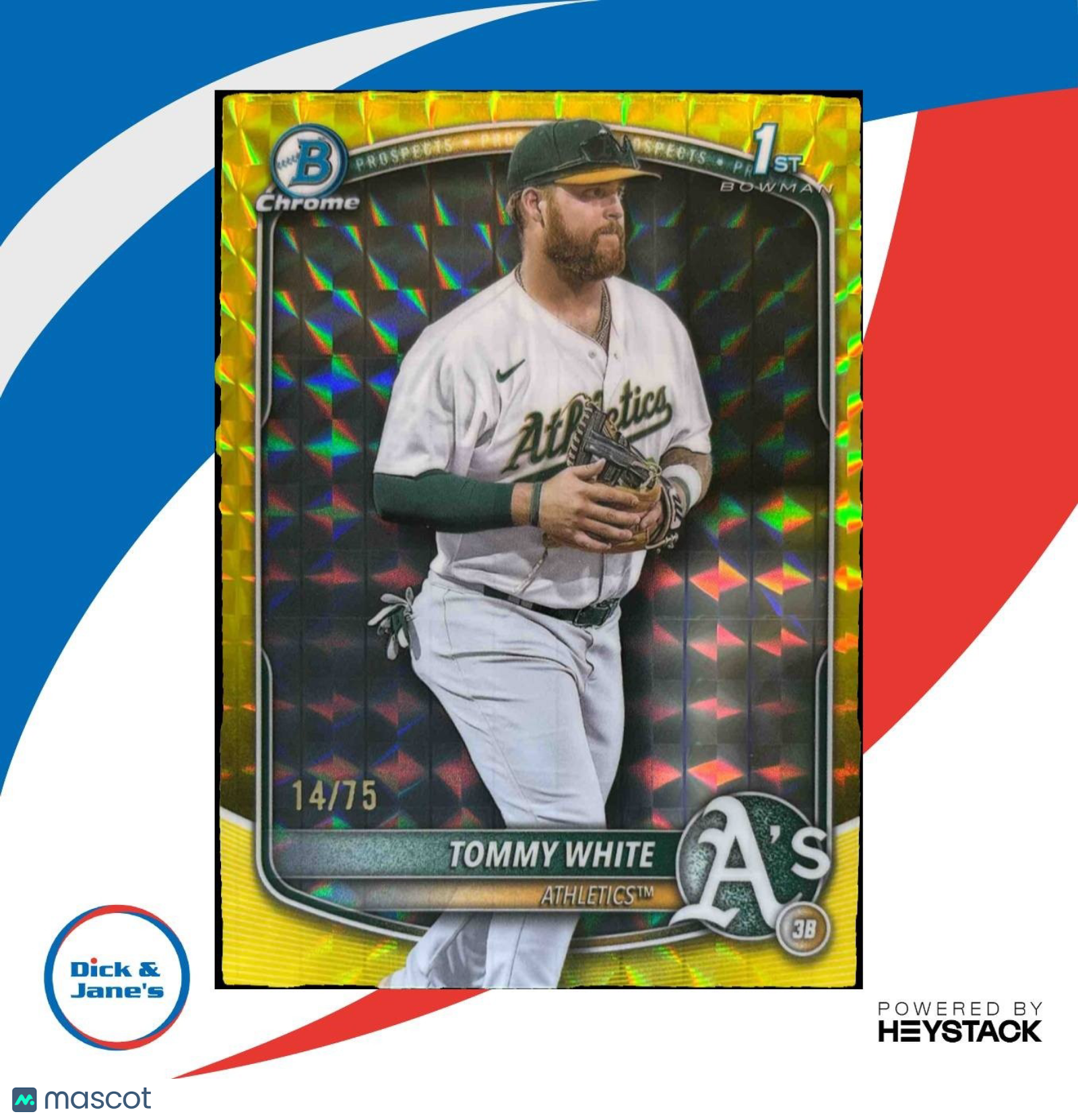 2025 Bowman Chrome Tommy White Yellow Geometric 14/75 1st Prospect Athletics - Sports Cards