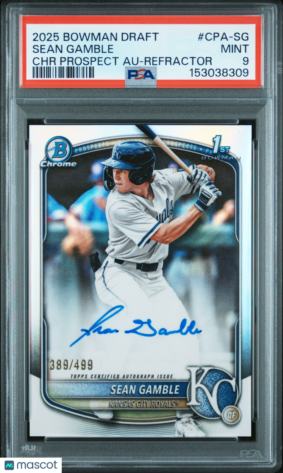 2025 Bowman Draft Chrome Prospect Auto Sean Gamble Refractor 389/499 PSA 9 - Graded Sports Cards