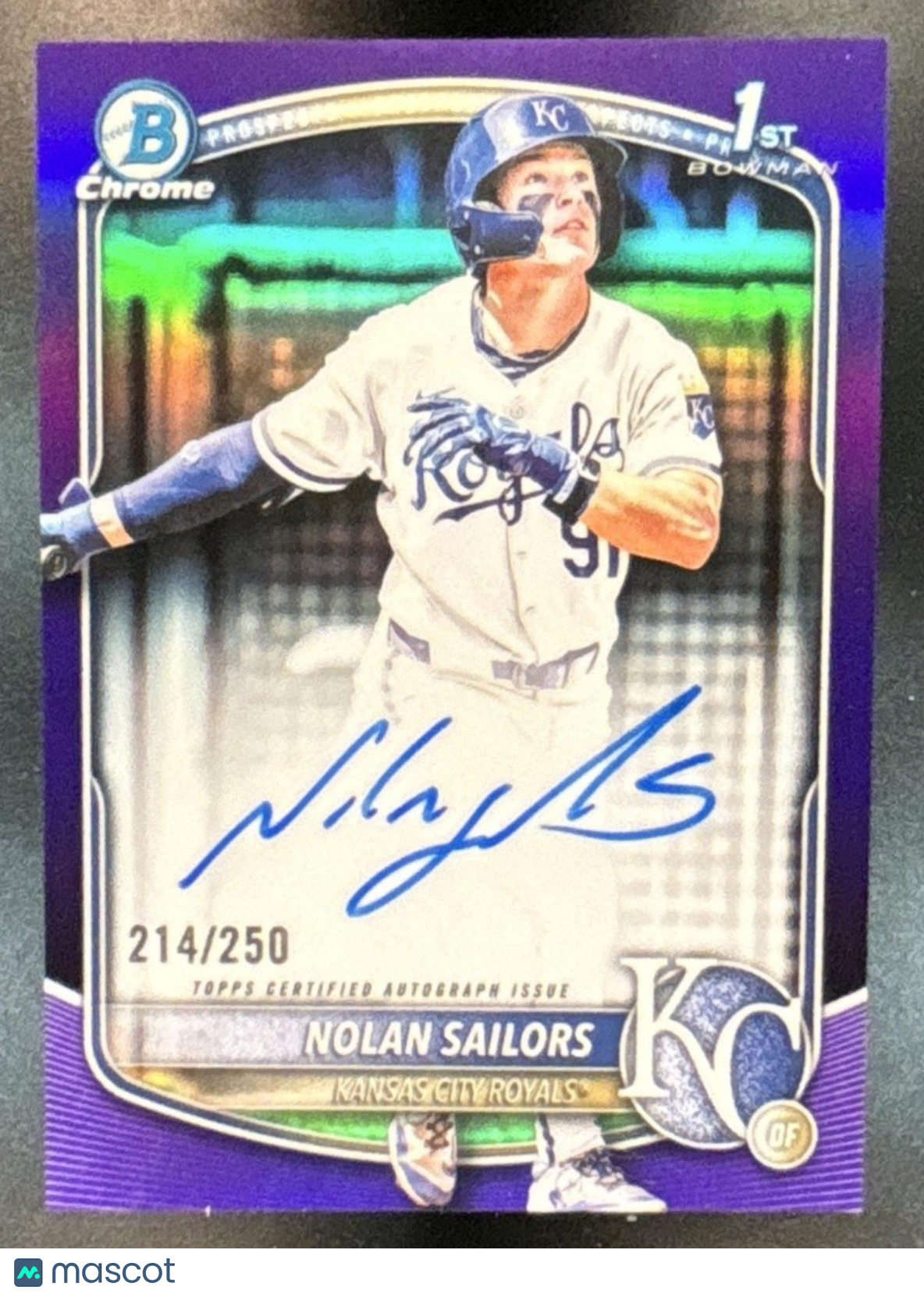 2025 Bowman Draft Nolan Sailors Chrome Auto Purple /250 #CPA-NSA 1st Prospect - Sports Cards