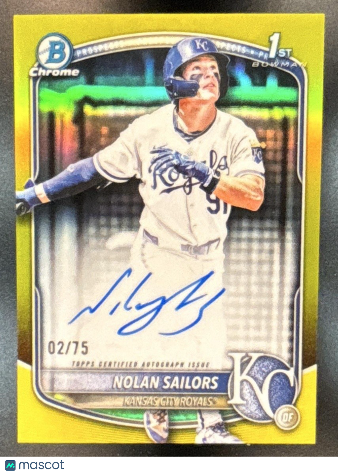 2025 Bowman Draft Nolan Sailors Chrome Auto Yellow /75 #CPA-NSA 1st Prospect - Sports Cards