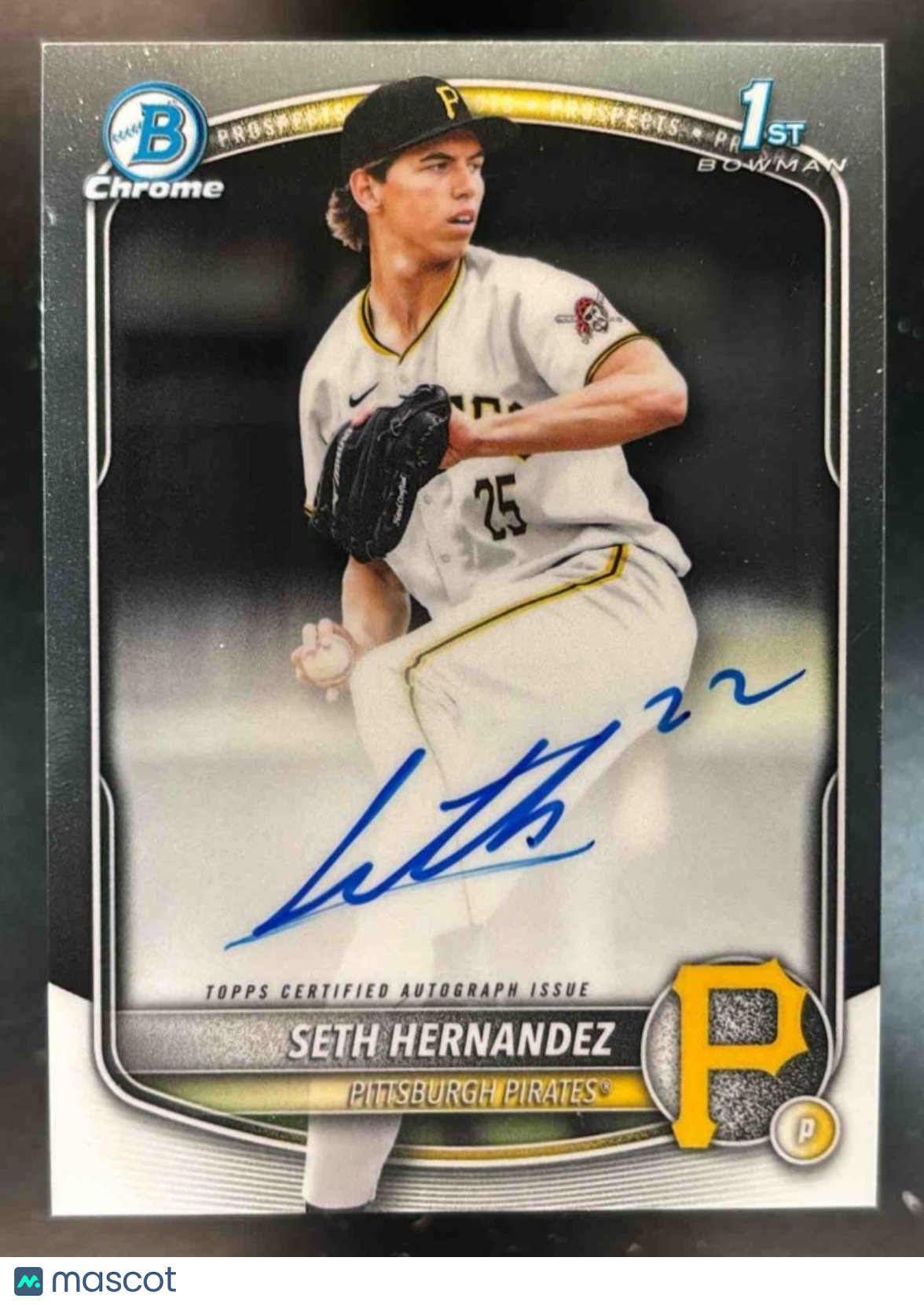 2025 Bowman Draft Seth Hernandez Chrome Auto 1st Prospect Pittsburgh Pirates - Sports Cards
