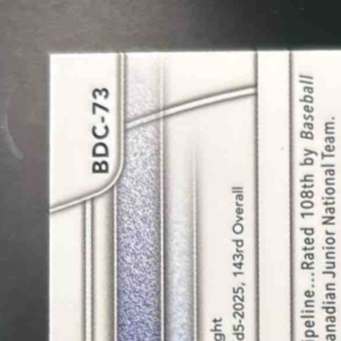 2025 Bowman Draft Tim Piasentin Chrome Refractor #BDC-73 1st Prospect Blue Jays - Sports Cards