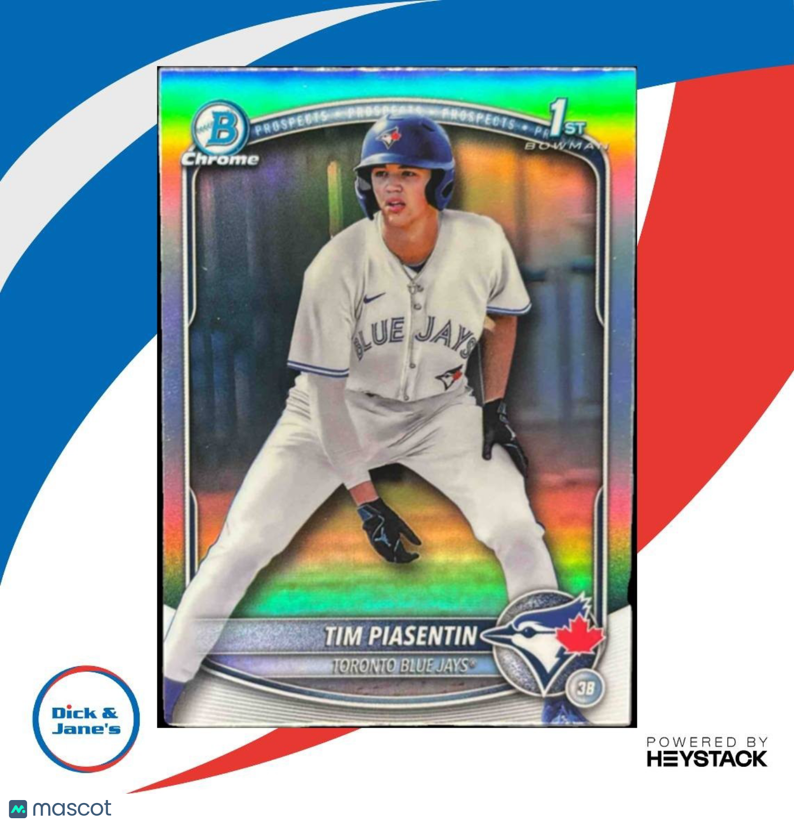 2025 Bowman Draft Tim Piasentin Chrome Refractor #BDC-73 1st Prospect Blue Jays - Sports Cards