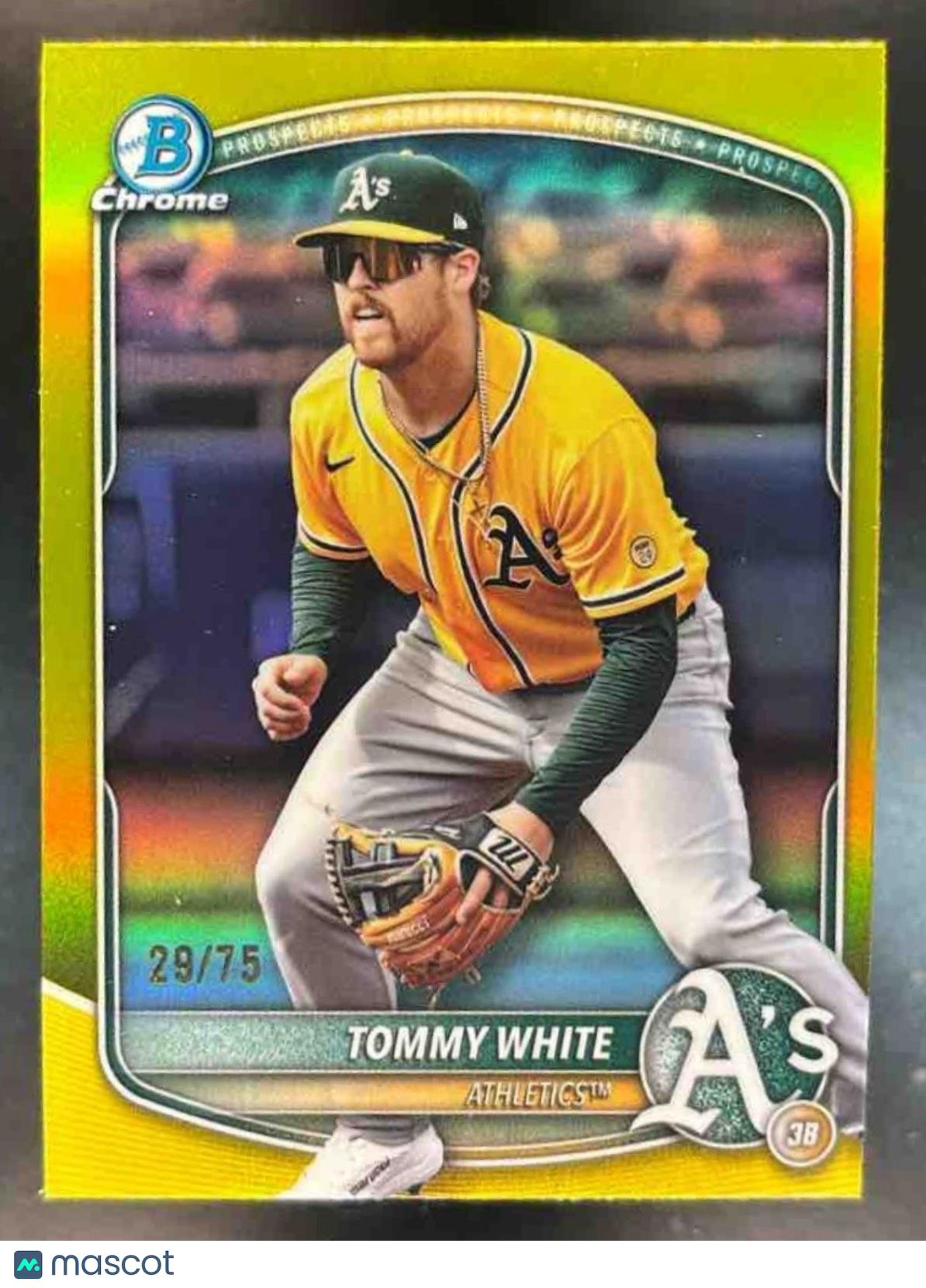 2025 Bowman Draft Tommy White Chrome Yellow /75 #BDC-88 Athletics - Sports Cards