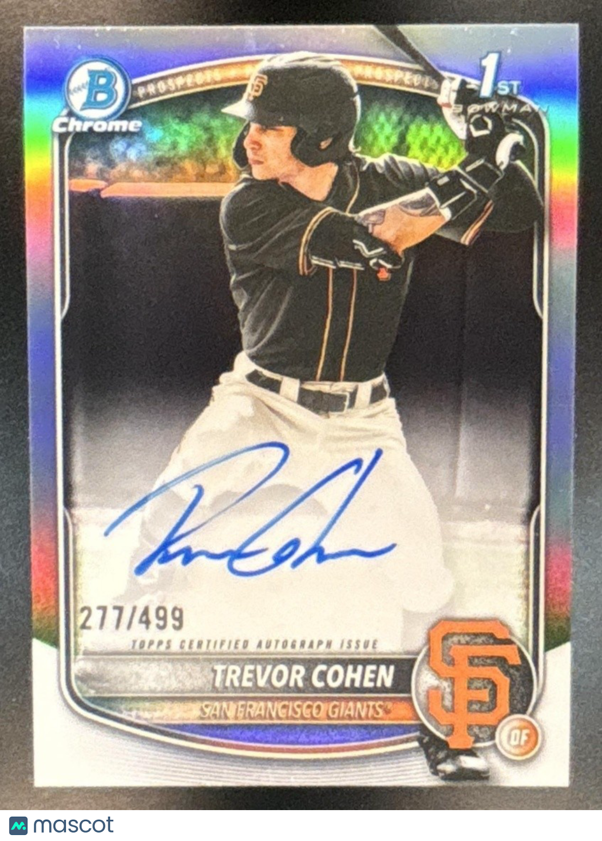 2025 Bowman Draft Trevor Cohen Chrome Auto Refractor /499 1st Prospect Giants - Sports Cards