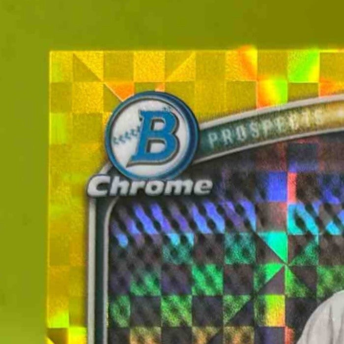 2025 Bowman Dylan Fien Chrome Yellow X-Fractor 63/75 1st Prospect Athletics - Sports Cards