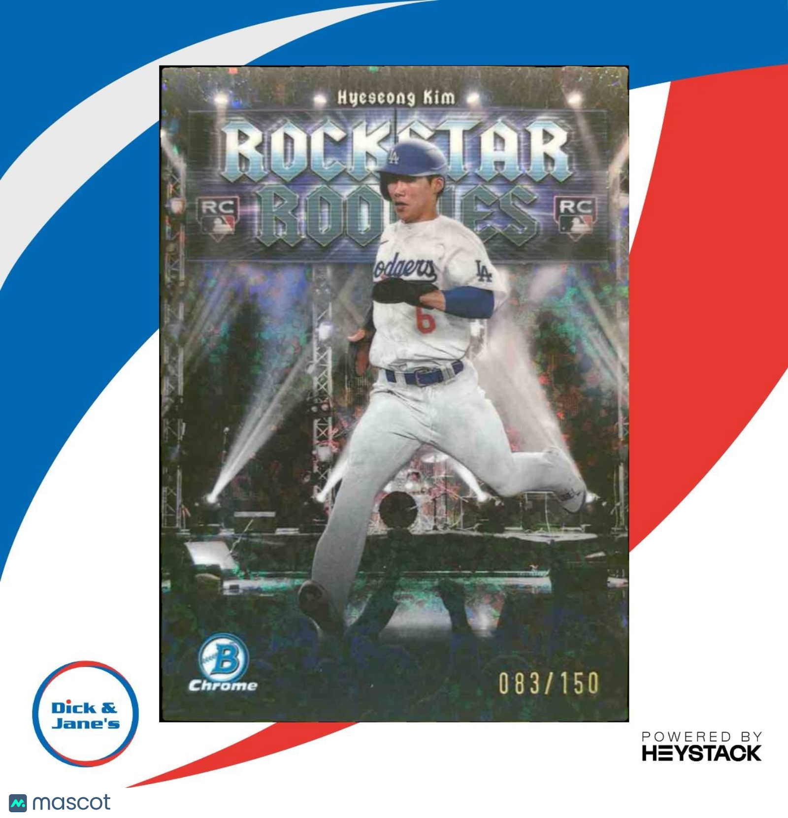 2025 Bowman Hyeseong Kim Rockstar Rookies Chrome /150 RC Los Angeles Dodgers - Sports Cards