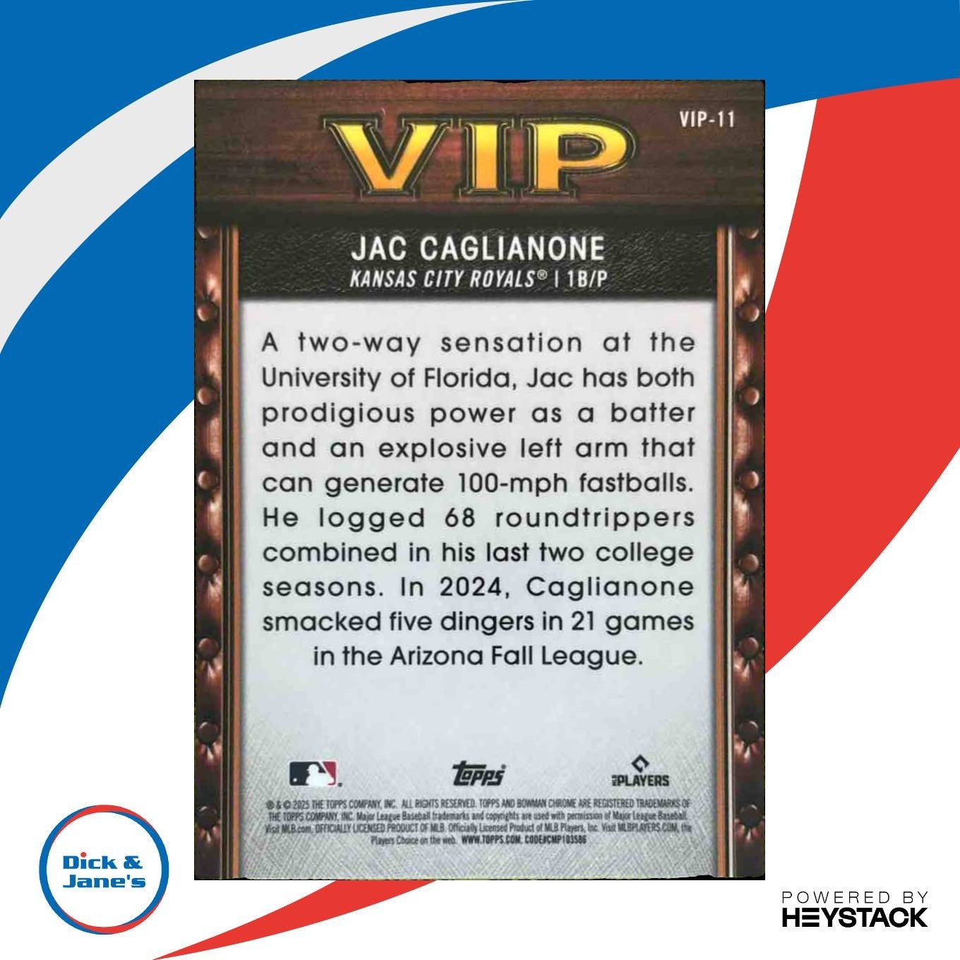 2025 Bowman Jac Caglianone Very Important Prospects Chrome Mega Pink /199 Royals - Sports Cards