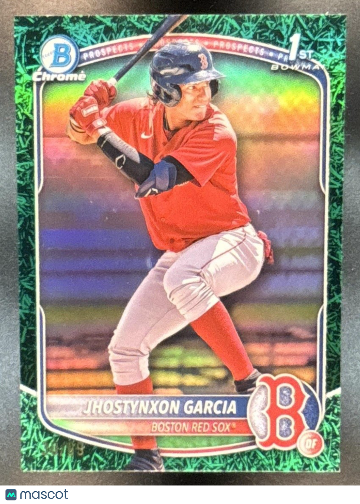 2025 Bowman Jhostynxon Garcia Chrome Green Grass /99 #BCP-43 1st Prospect - Sports Cards