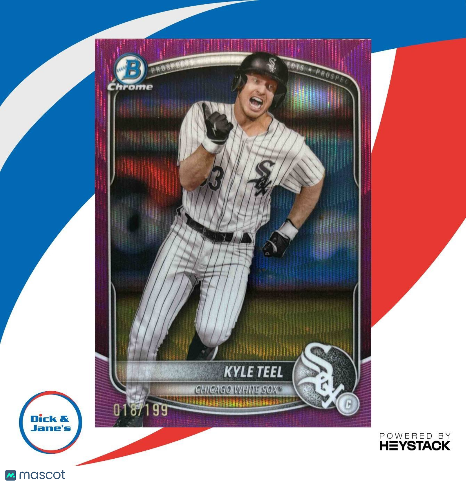 2025 Bowman Kyle Teel Chrome Prospects Fuchsia Wave Refractor /199 #BCP-118 Sox - Sports Cards