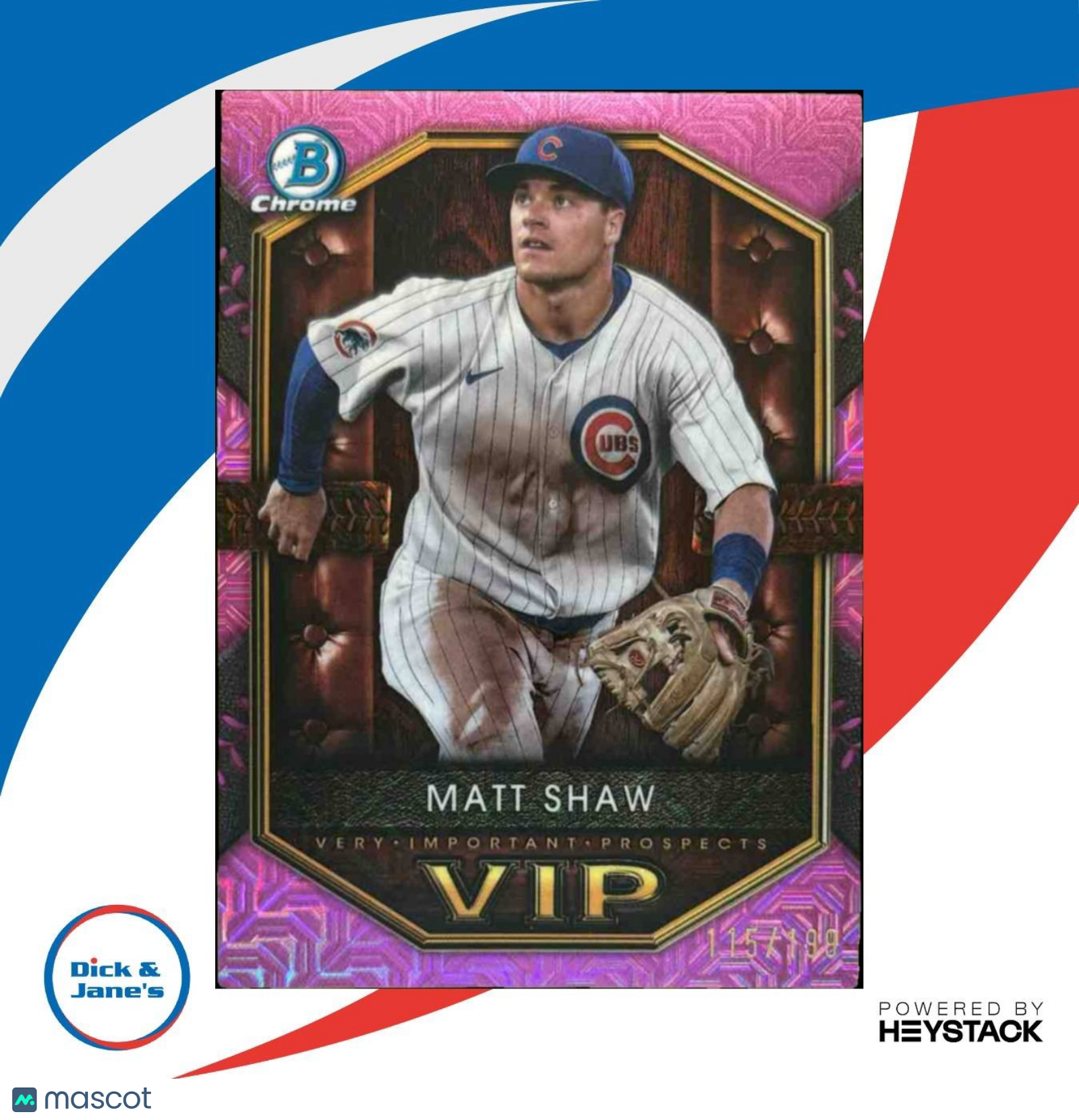 2025 Bowman Matt Shaw Very Important Prospects Chrome Pink /199 Cubs - Sports Cards