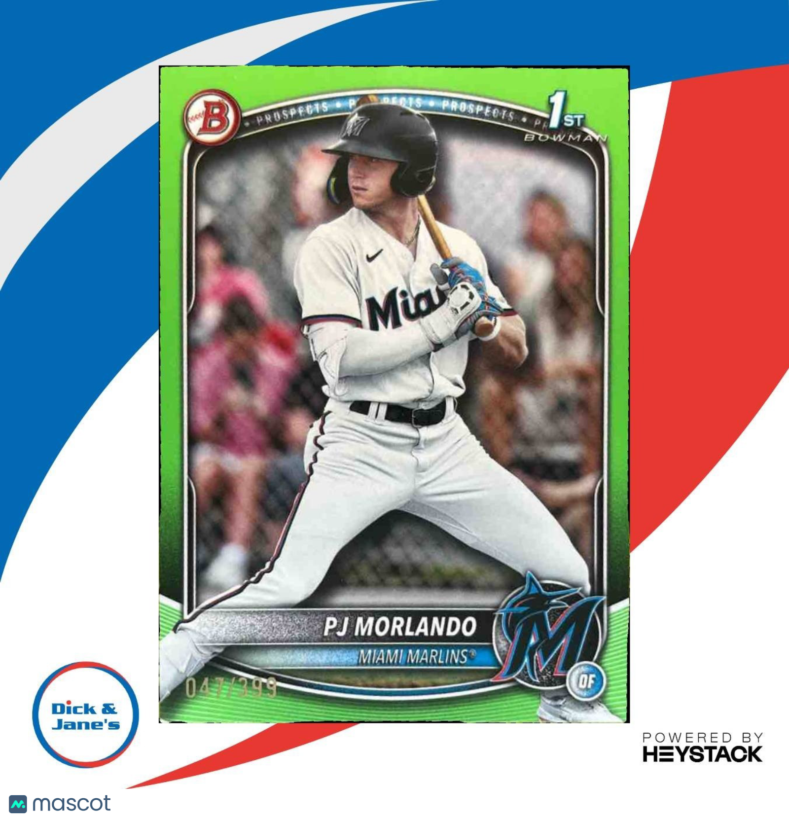 2025 Bowman PJ Morlando Neon Green /399 #BP-91 1st Prospect Miami Marlins - Sports Cards