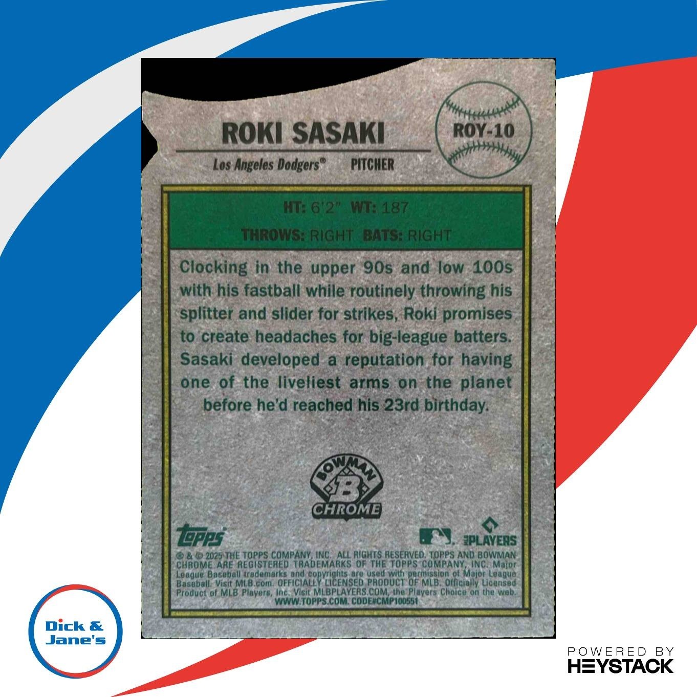 2025 Bowman Roki Sasaki Chrome Rookie of the Year Favorites RC Dodgers - Sports Cards