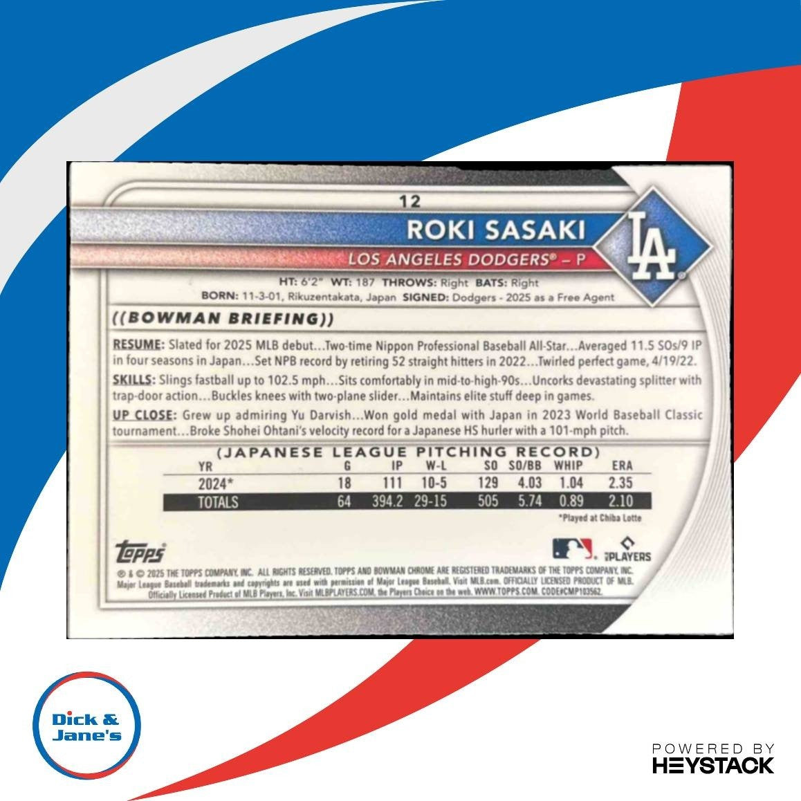 2025 Bowman Roki Sasaki Mega Box Refractor #12 RC Los Angeles Dodgers - Sports Cards