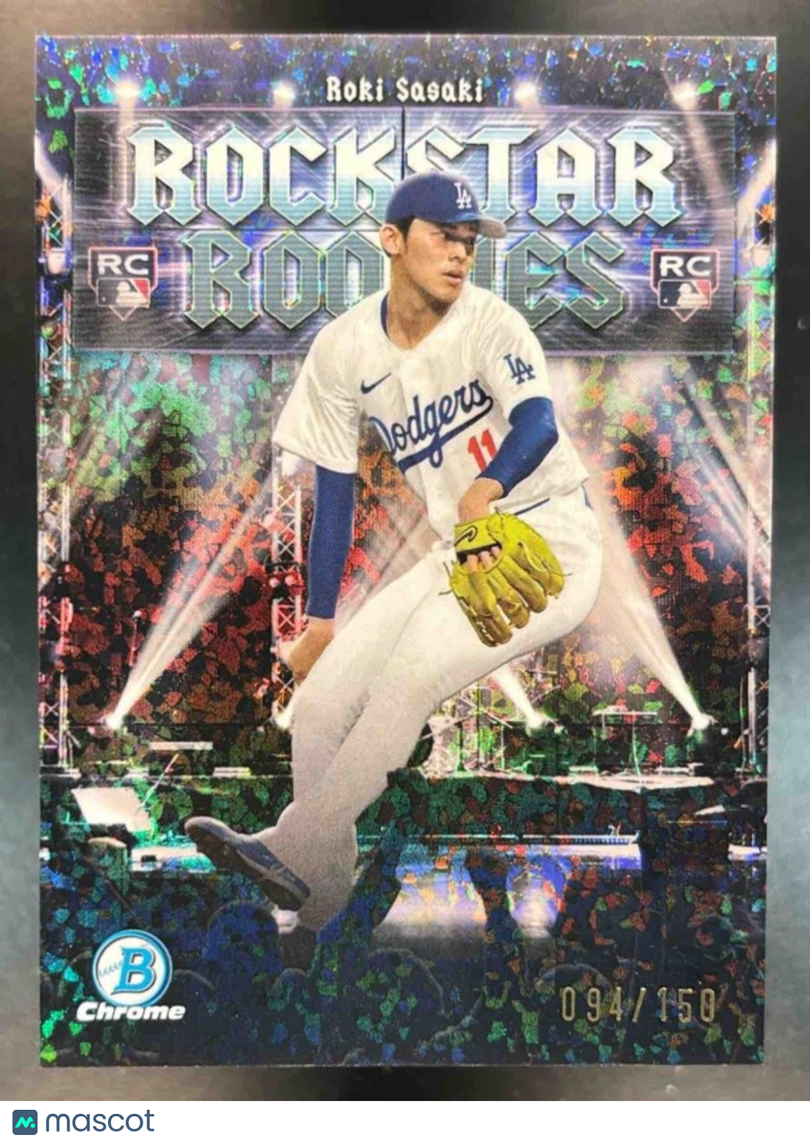 2025 Bowman Roki Sasaki Rockstar Rookies Chrome Mini Diamond /150 RC Dodgers - Sports Cards