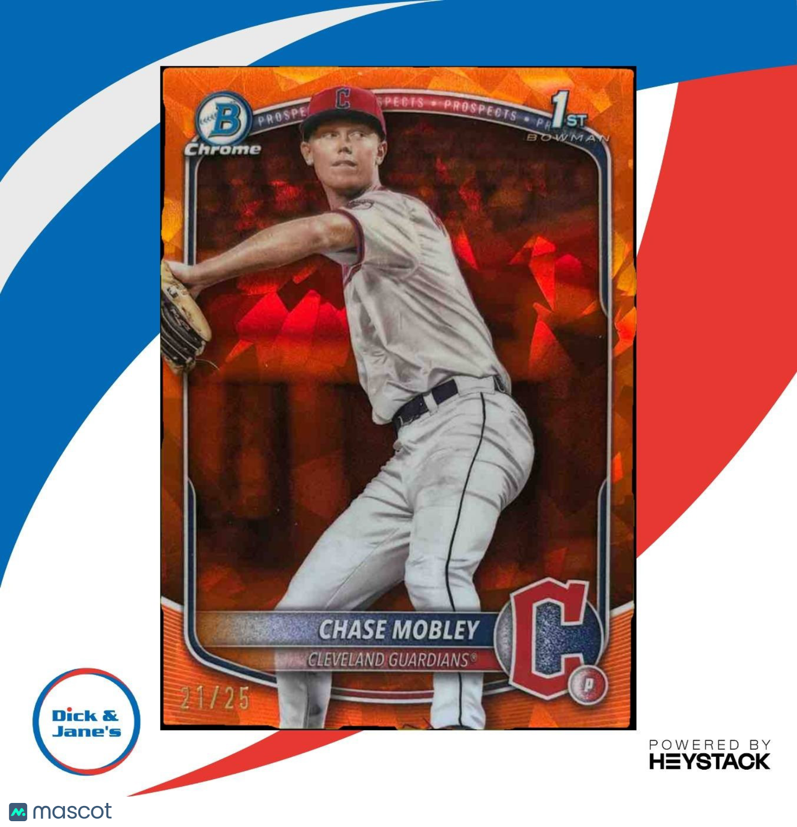 2025 Bowman Sapphire Chase Mobley Chrome Prospects Orange /25 #BCP-56 Guardians - Sports Cards