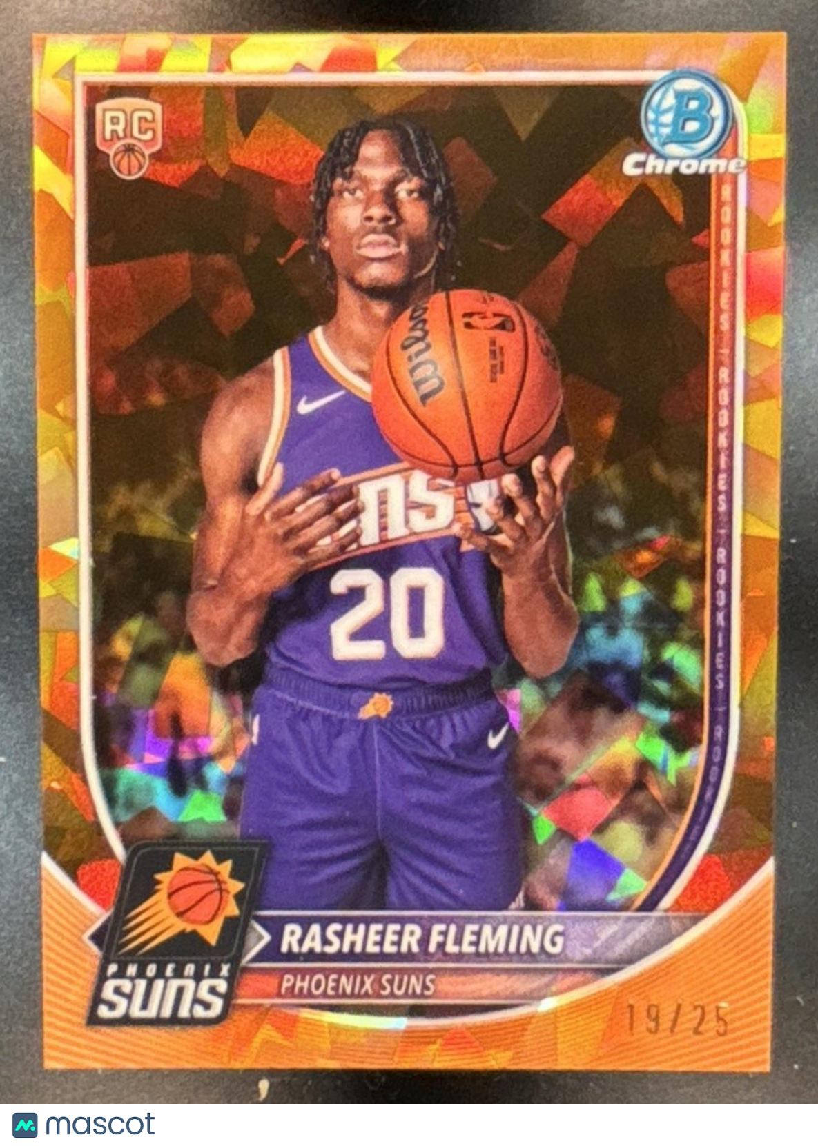 2025 Bowman Sapphire Rasheer Fleming Chrome Orange /25 #BCV-31 RC Phoenix Suns - Sports Cards