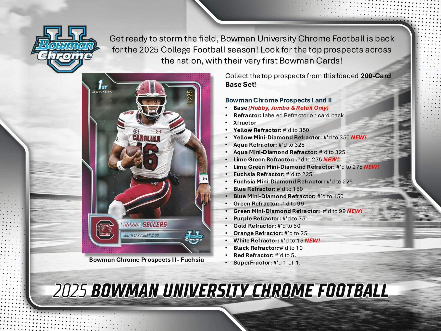 2025 Bowman University Chrome Football Hobby Box (2 Autos) - NFL Hobby Box