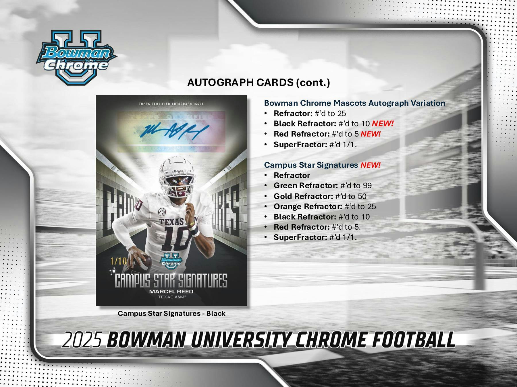 2025 Bowman University Chrome Football Hobby Box (2 Autos) - NFL Hobby Box