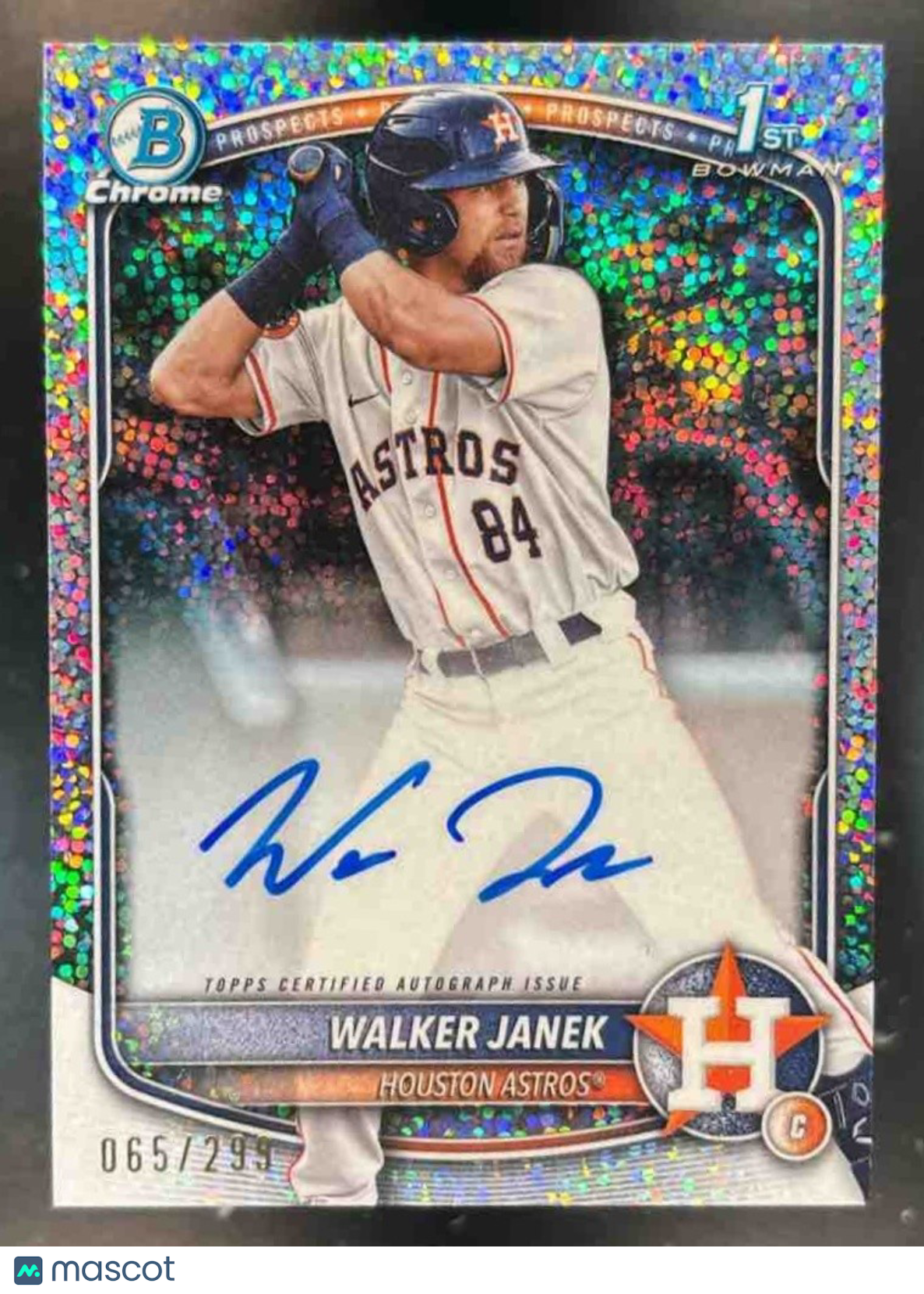 2025 Bowman Walker Janek Chrome Auto Speckle /299 1st Prospect Houston Astros - Sports Cards