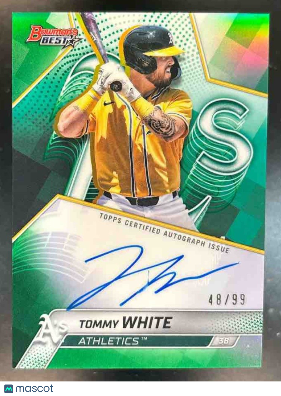 2025 Bowman’s Best Tommy White Best of 2025 Auto Green /99 #B25-TWH Athletics - Sports Cards
