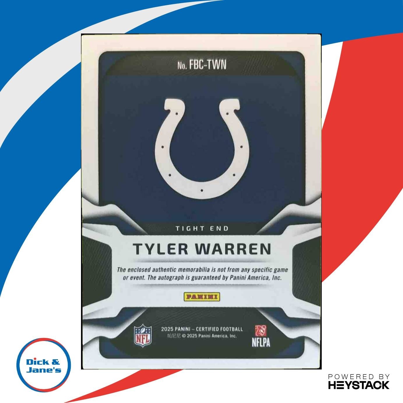 2025 Certified Tyler Warren Freshman Fabric Mirror Auto /499 MEM RC Colts - Sports Cards