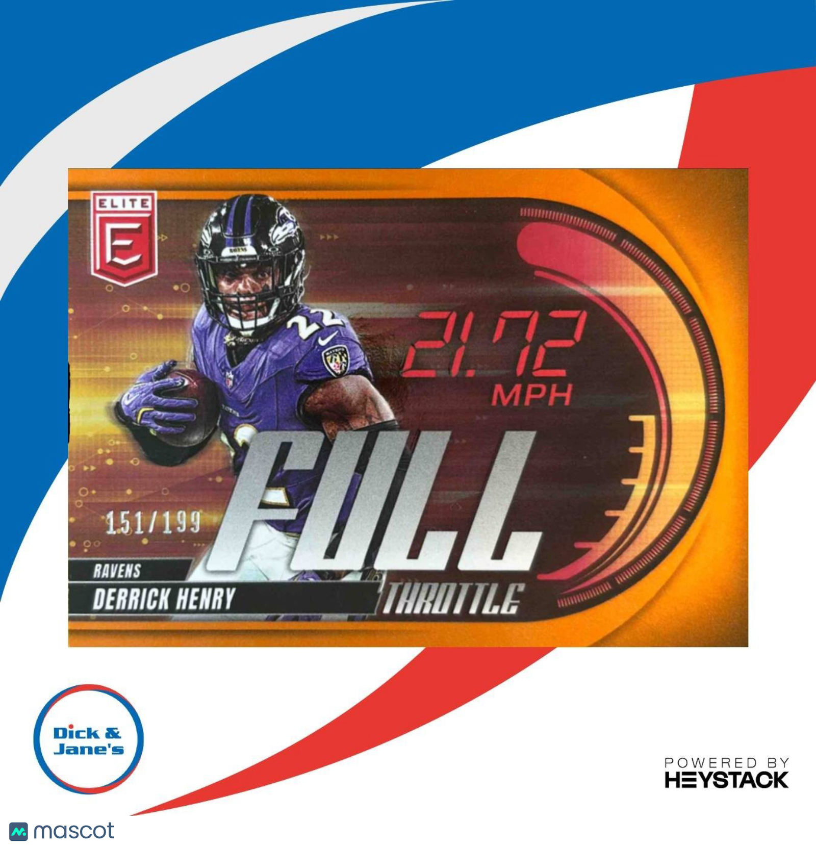 2025 Donruss Elite Derrick Henry Full Throttle Orange /199 #8 Baltimore Ravens - Sports Cards