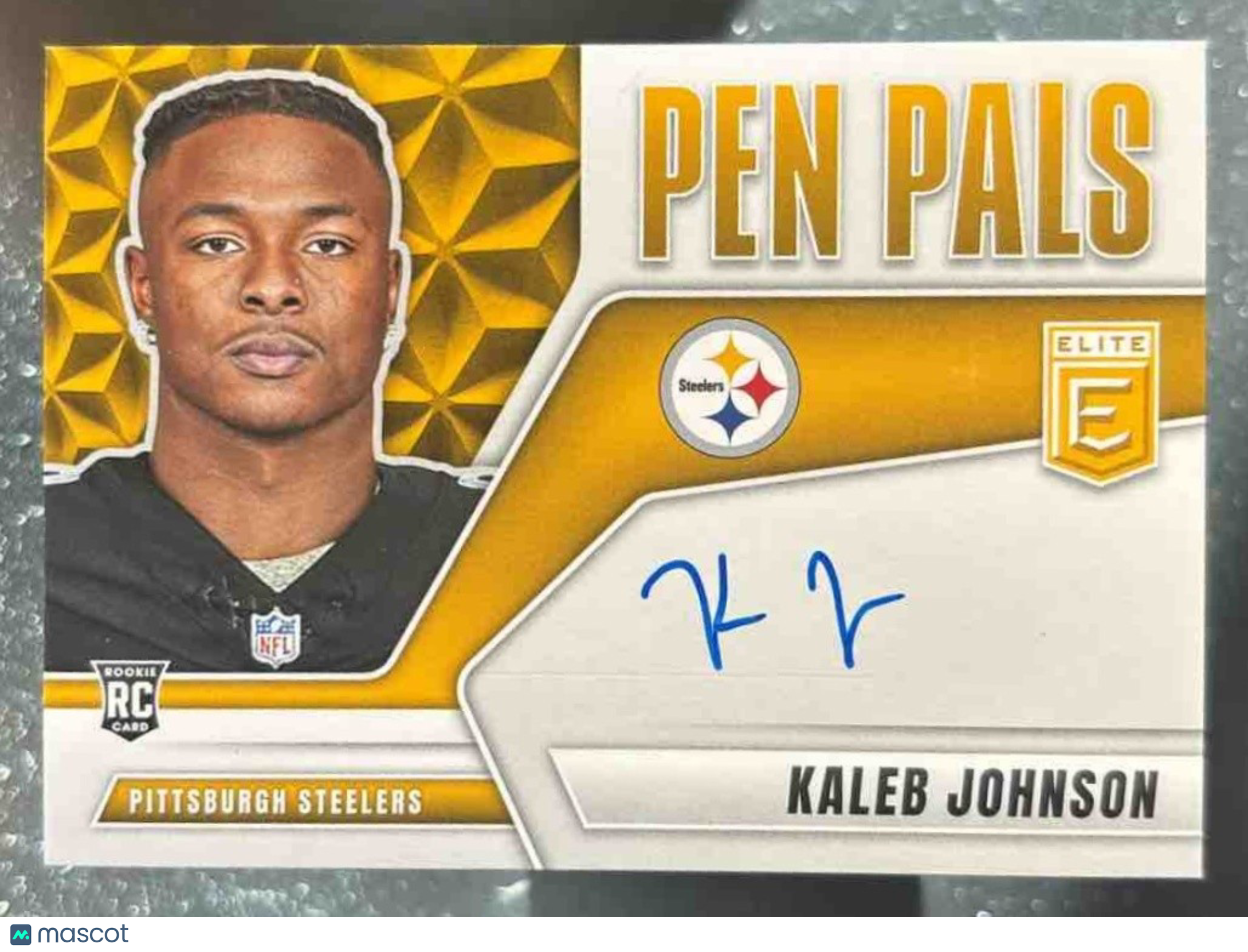 2025 Donruss Elite Kaleb Johnson Pen Pals Horizontal Auto Pittsburgh Steelers - Sports Cards