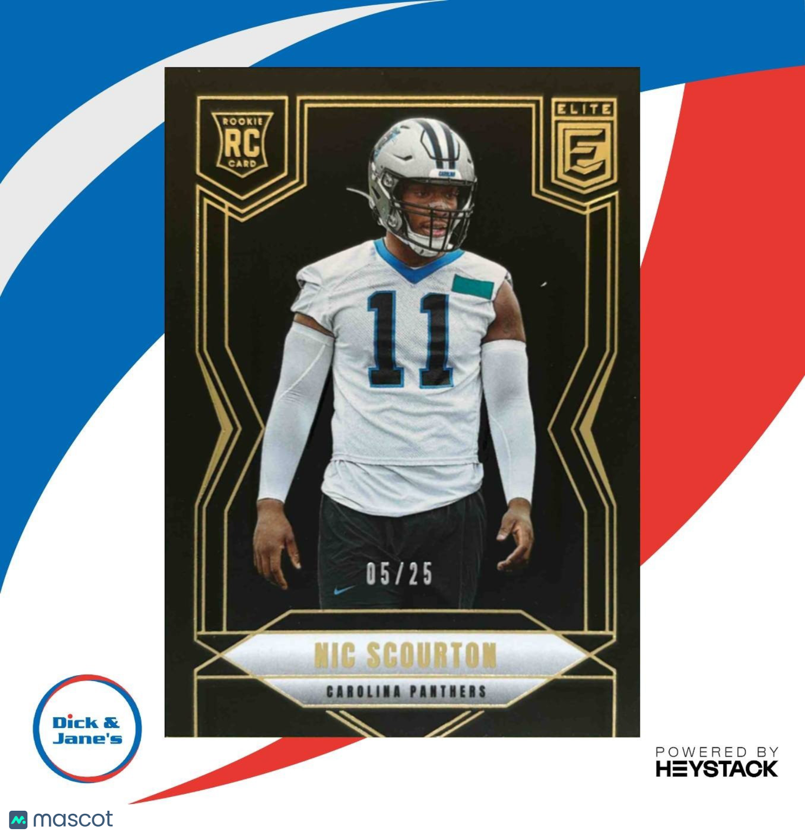 2025 Donruss Elite Nic Scourton Rookies Black 5/25 #139 RC Carolina Panthers - Sports Cards