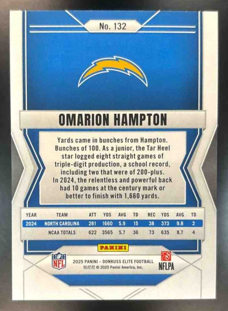 2025 Donruss Elite Omarion Hampton Razzle Dazzle #132 RC Los Angeles Chargers - Sports Cards