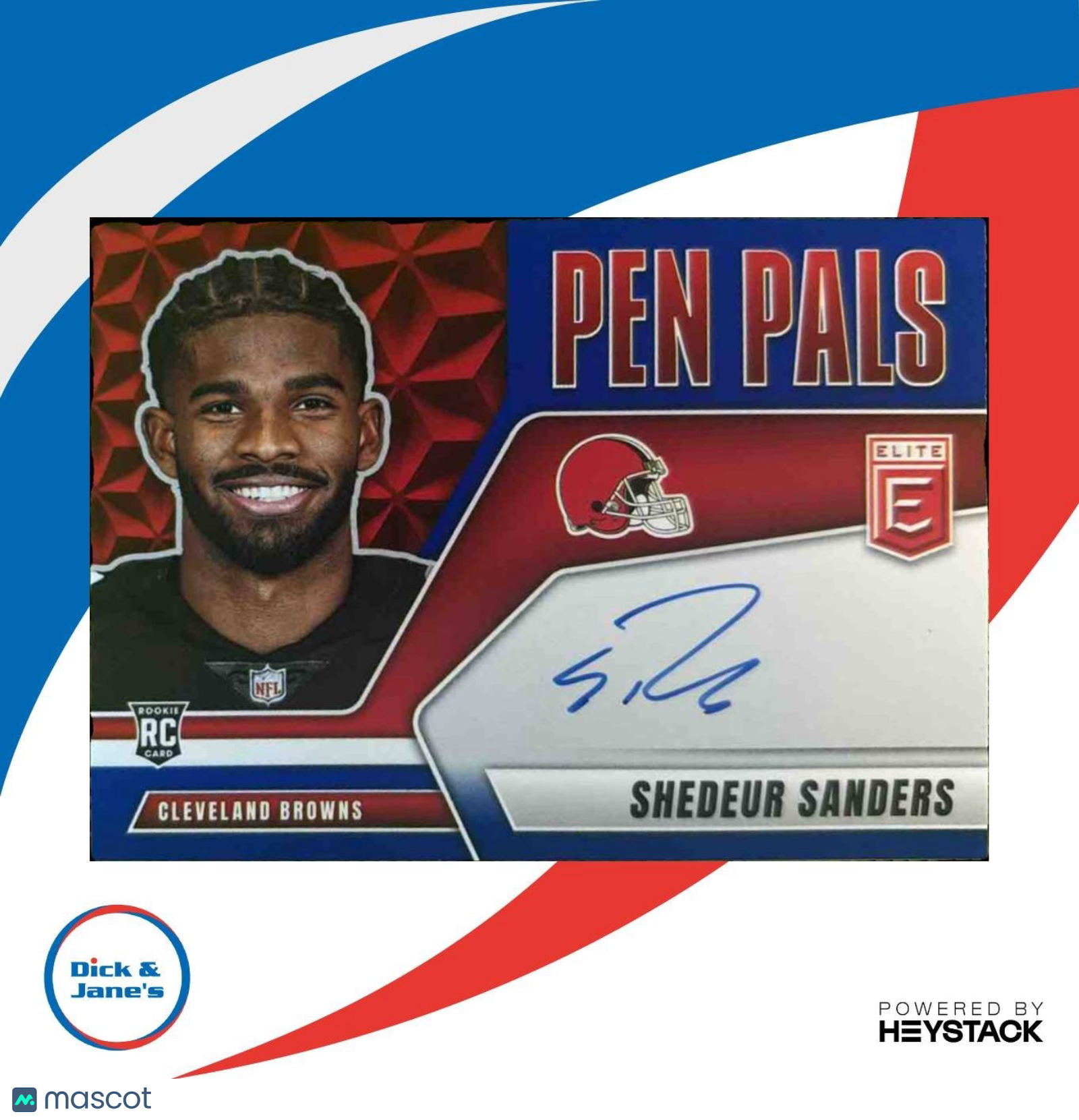 2025 Donruss Elite Shedeur Sanders Pen Pals (Horizontal) Blue Ink Auto Browns - Sports Cards