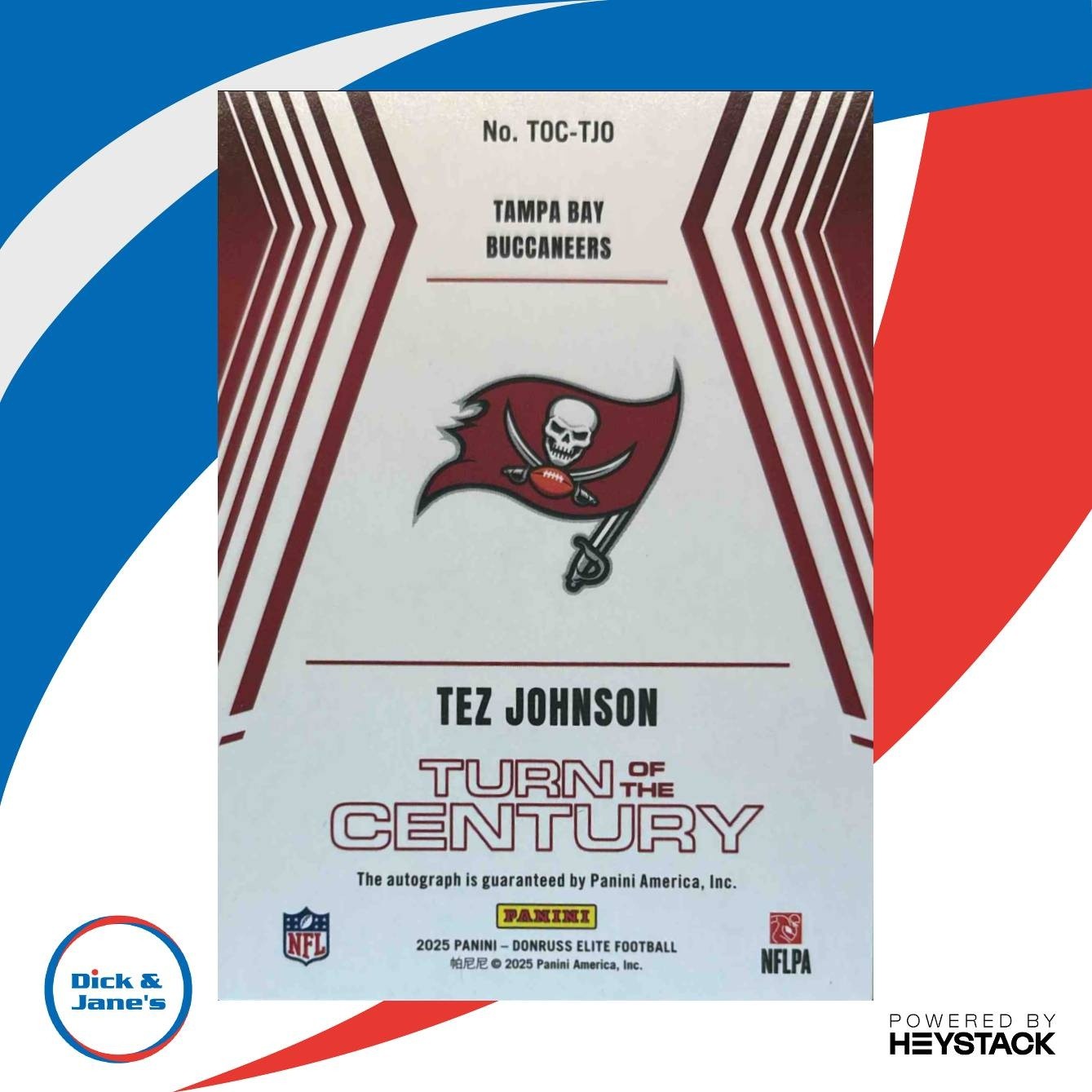 2025 Donruss Elite Tez Johnson Turn of the Century Auto /499 Buccaneers - Sports Cards