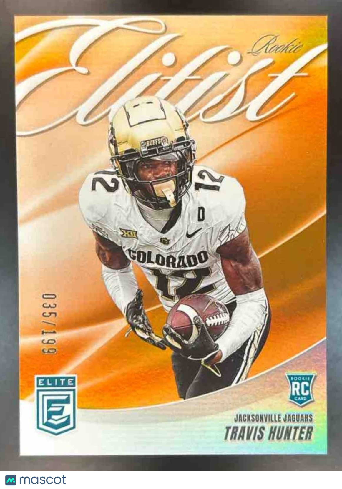 2025 Donruss Elite Travis Hunter Rookie Elitist Orange /199 #6 RC Jaguars - Sports Cards